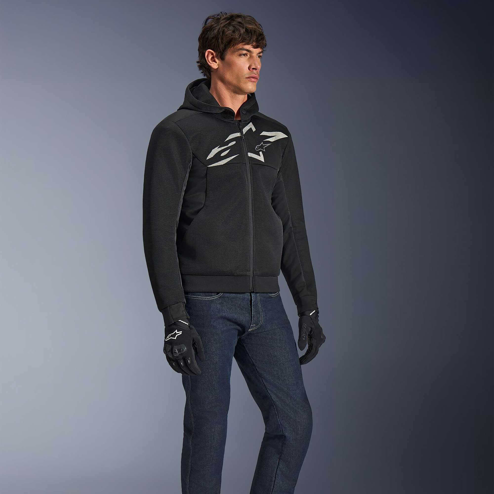 Alpinestars Chrome SUPERAIR Motorcycle Riding Hoodie (Black/Dark Grey/White)