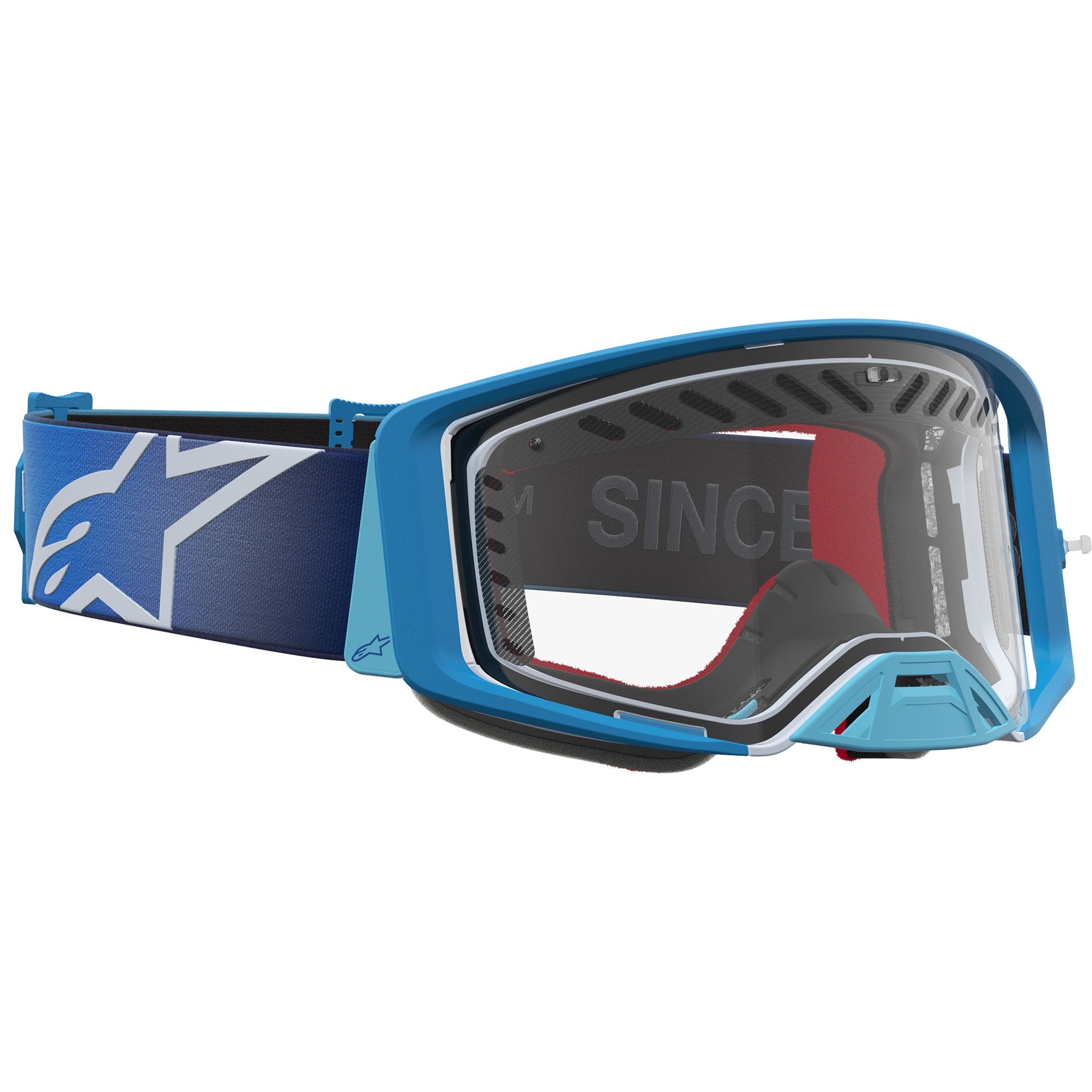 Alpinestars Supertech DURA AIR FLUID MX Enduro Goggles (Blue Fade/Silver) Clear AIR Lens