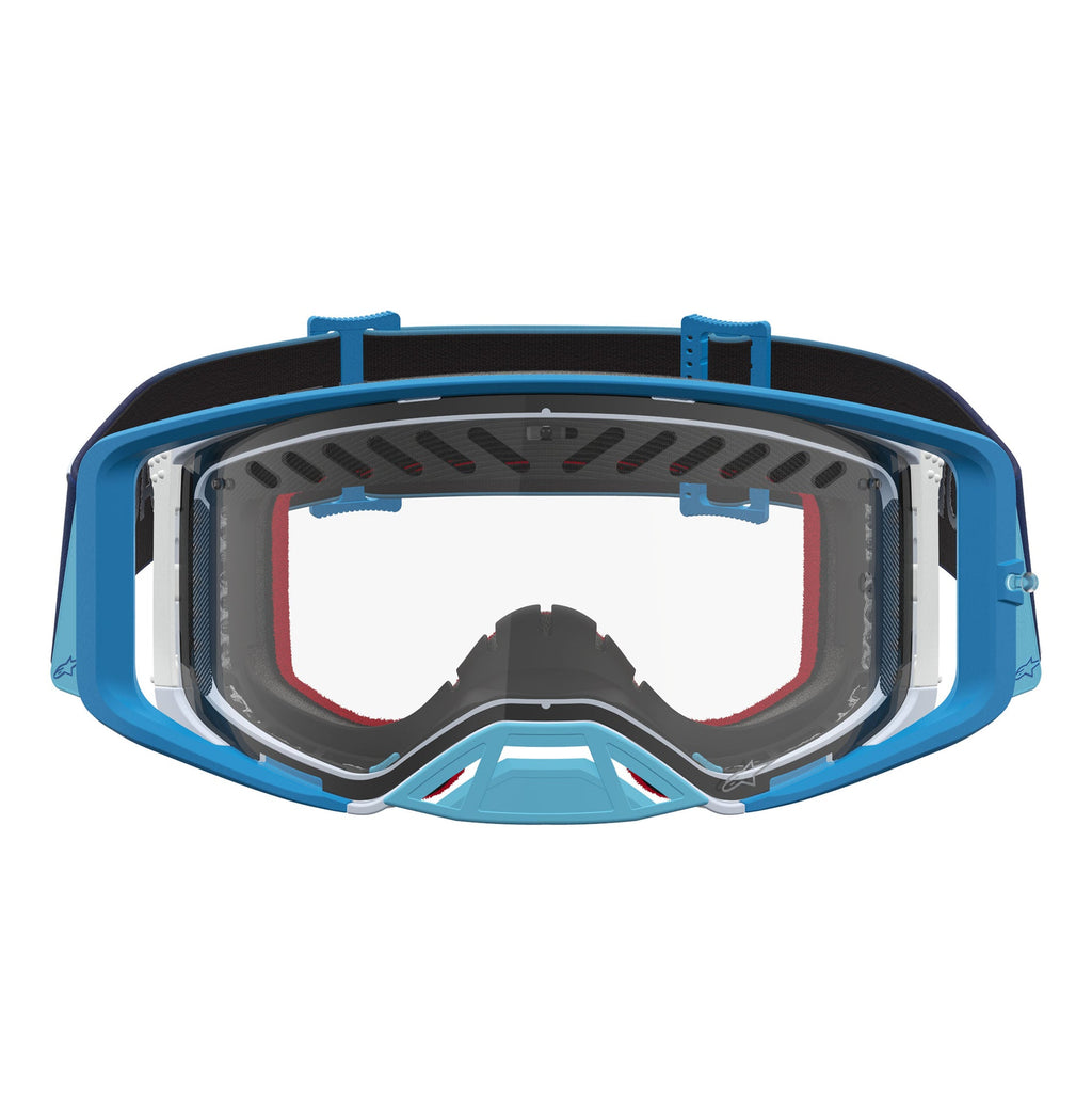 Alpinestars Supertech DURA AIR FLUID MX Enduro Goggles (Blue Fade/Silver) Clear AIR Lens