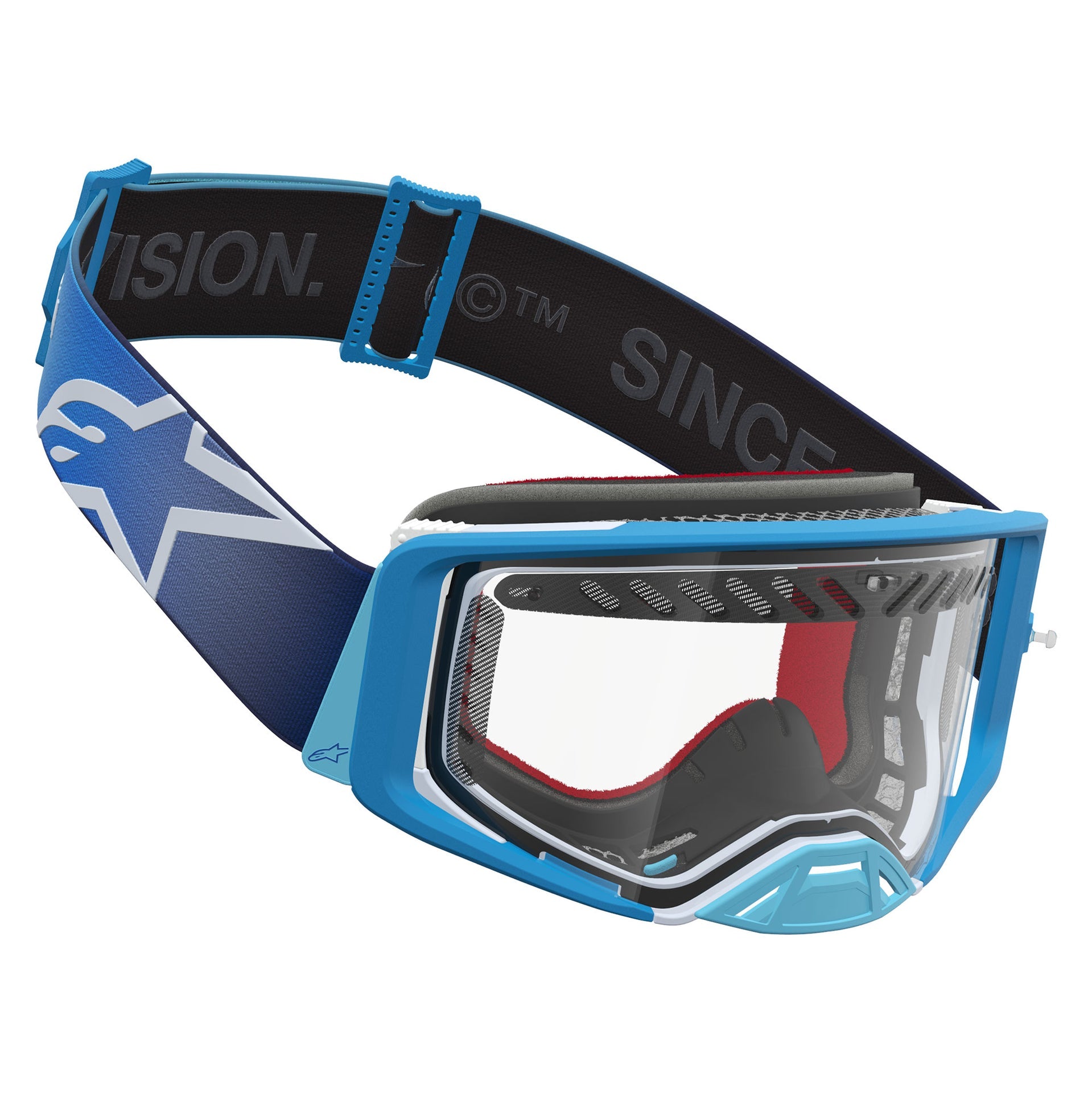 Alpinestars Supertech DURA AIR FLUID MX Enduro Goggles (Blue Fade/Silver) Clear AIR Lens