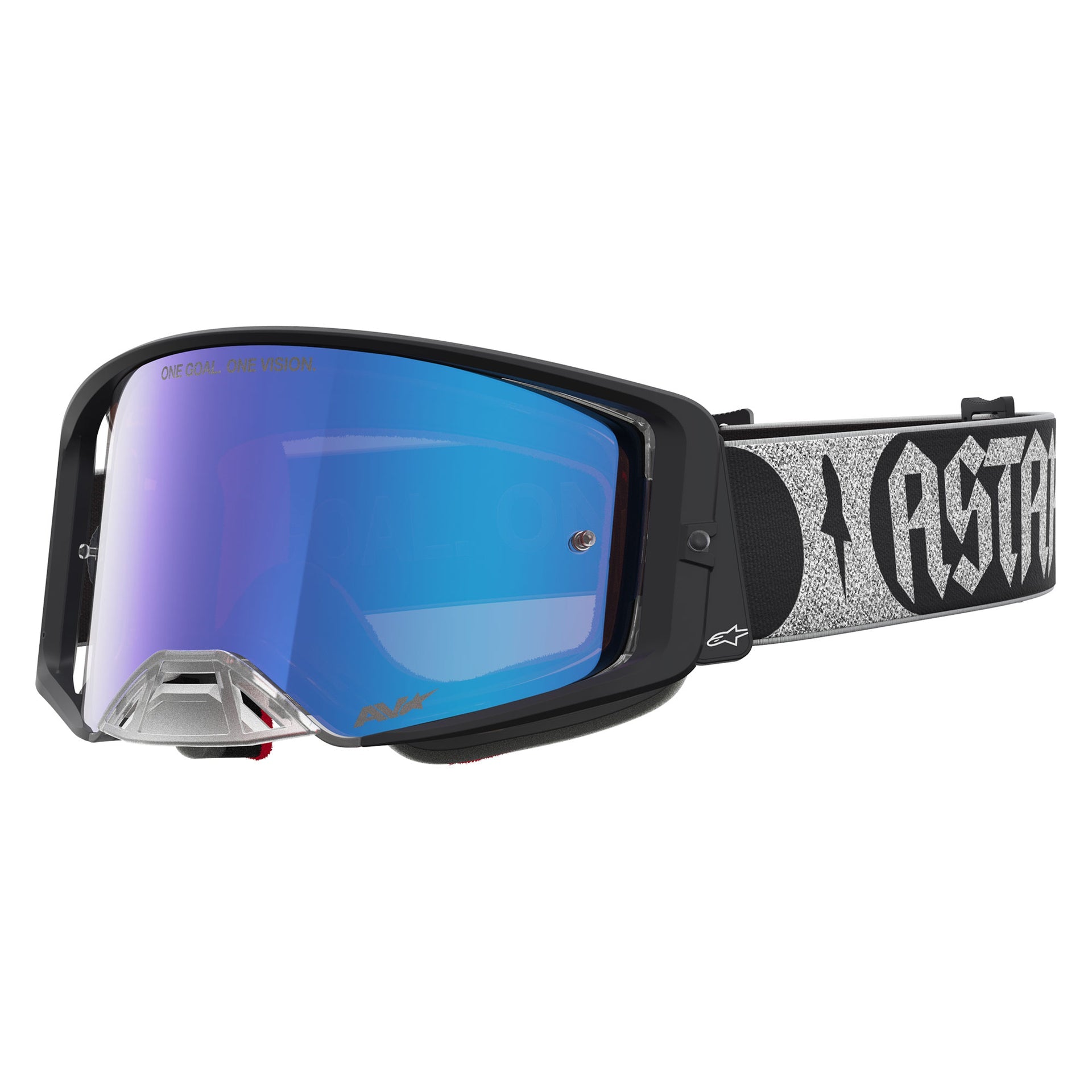 Alpinestars Supertech ATROX MX Goggles (Black/Silver) Mirror Pink/Blue Lens