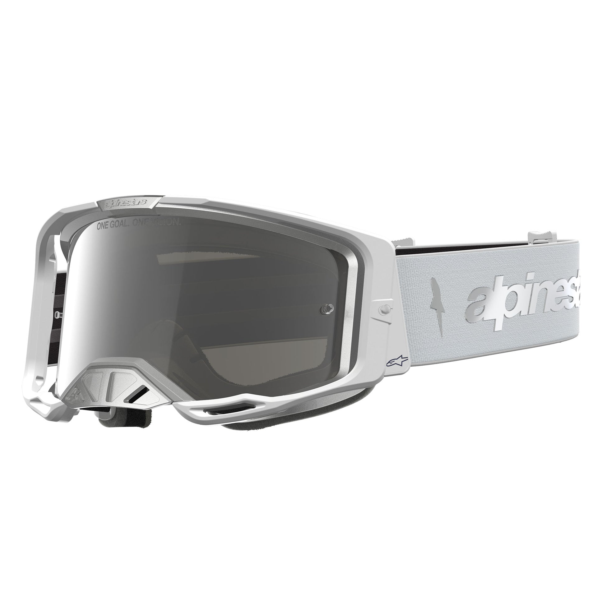 Alpinestars Vision 8 AMBER MX Goggles (White/Silver) Mirror Silver Lens