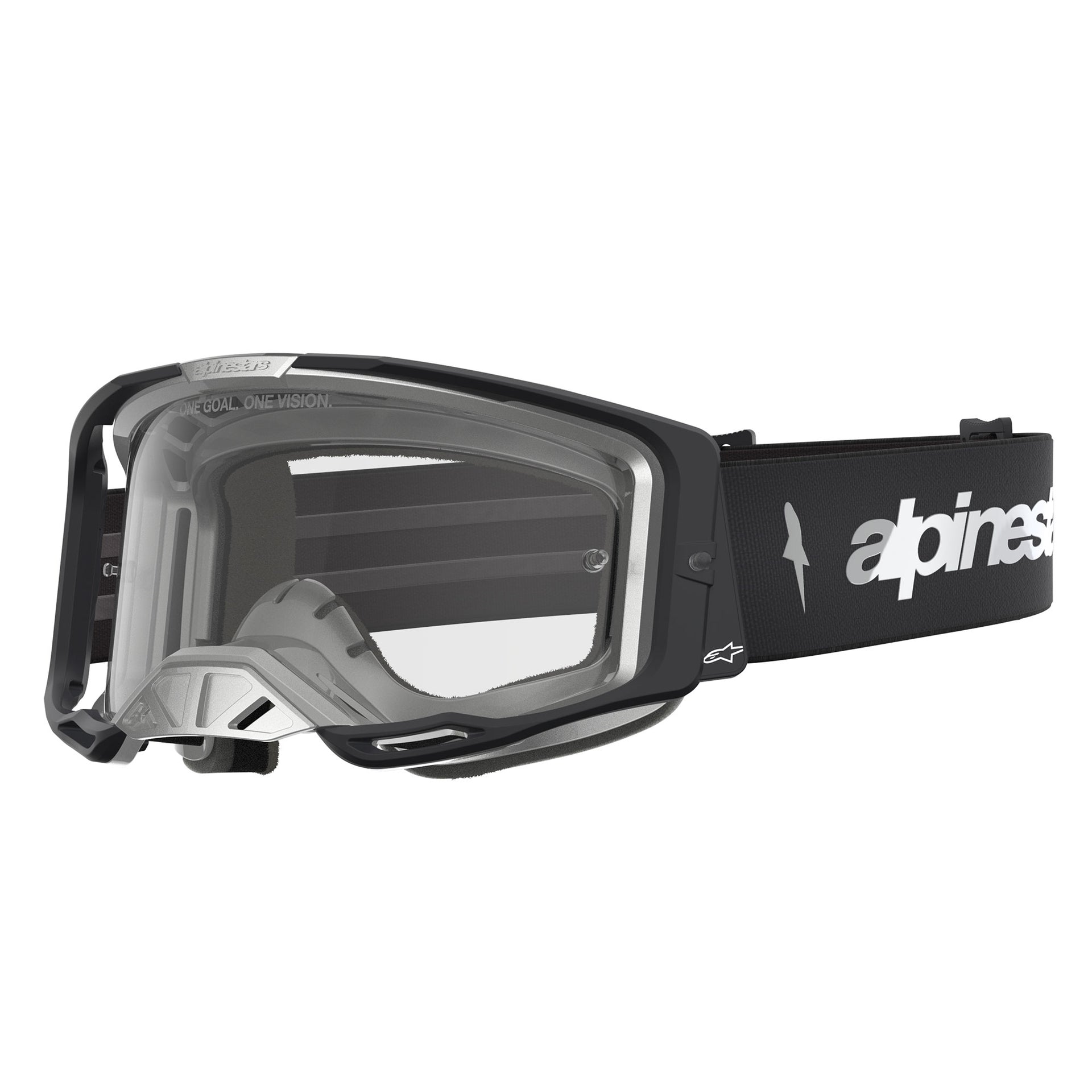 Alpinestars Vision 8 AMBER MX Goggles (Black/Silver) Clear Lens