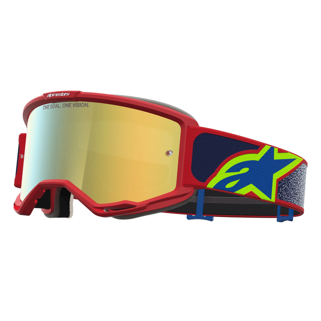 Alpinestars Vision 5 DRAG MX Goggles (Fire Red/Blue) Mirror Gold Lens
