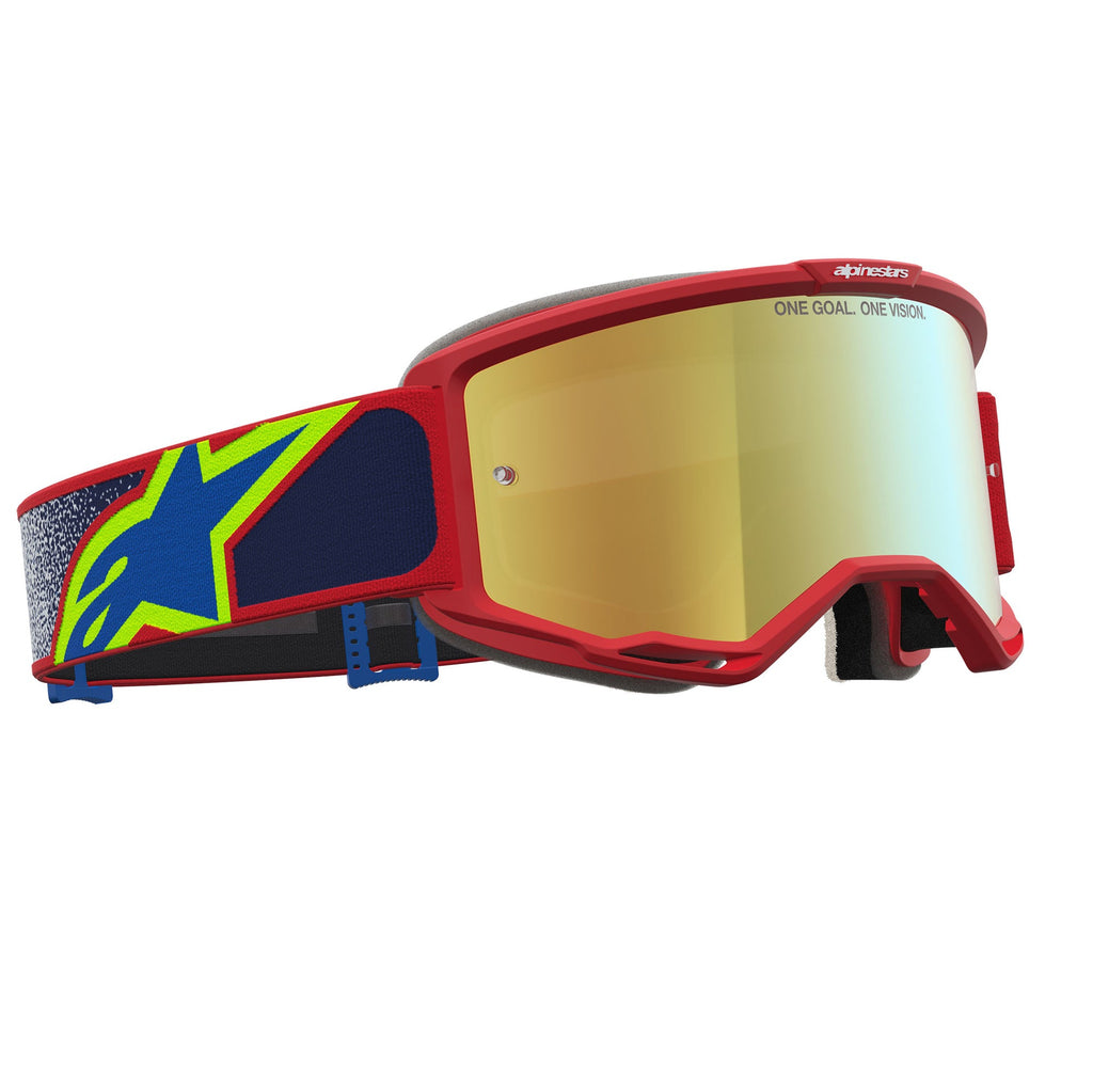 Alpinestars Vision 5 DRAG MX Goggles (Fire Red/Blue) Mirror Gold Lens