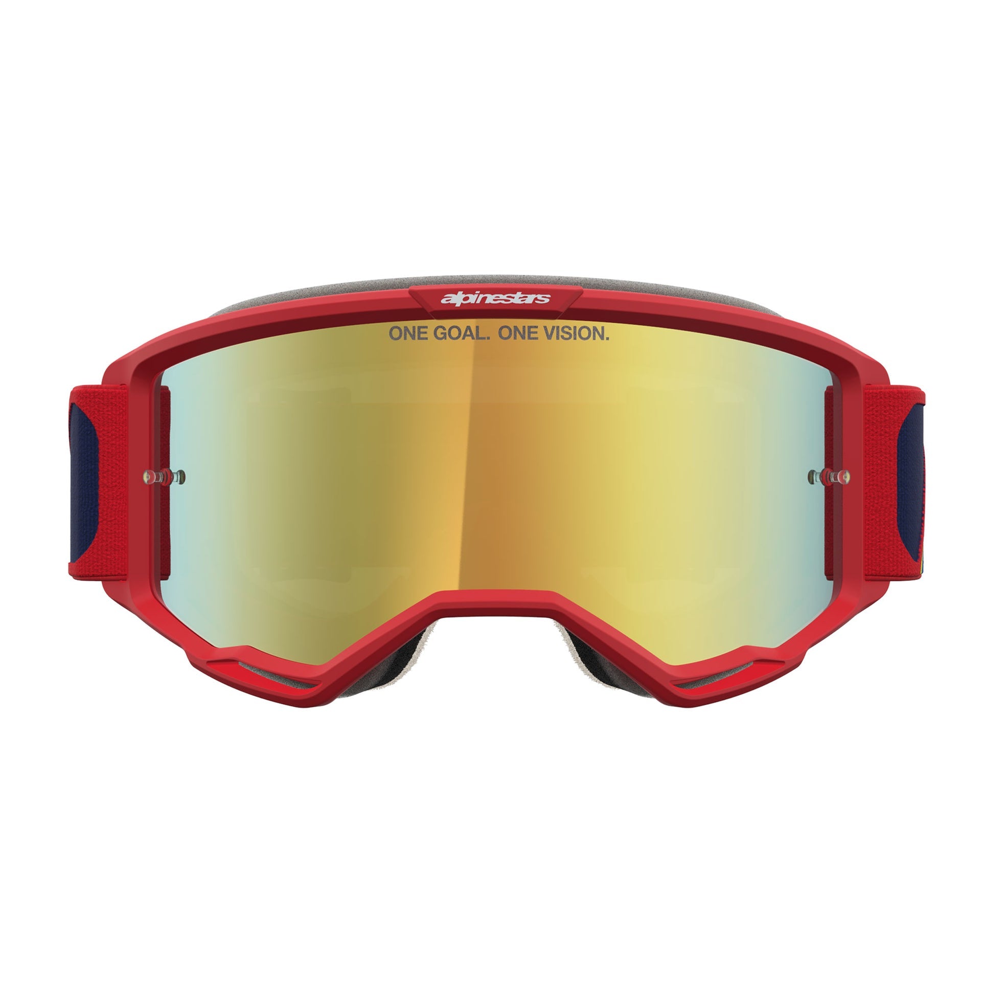 Alpinestars Vision 5 DRAG MX Goggles (Fire Red/Blue) Mirror Gold Lens