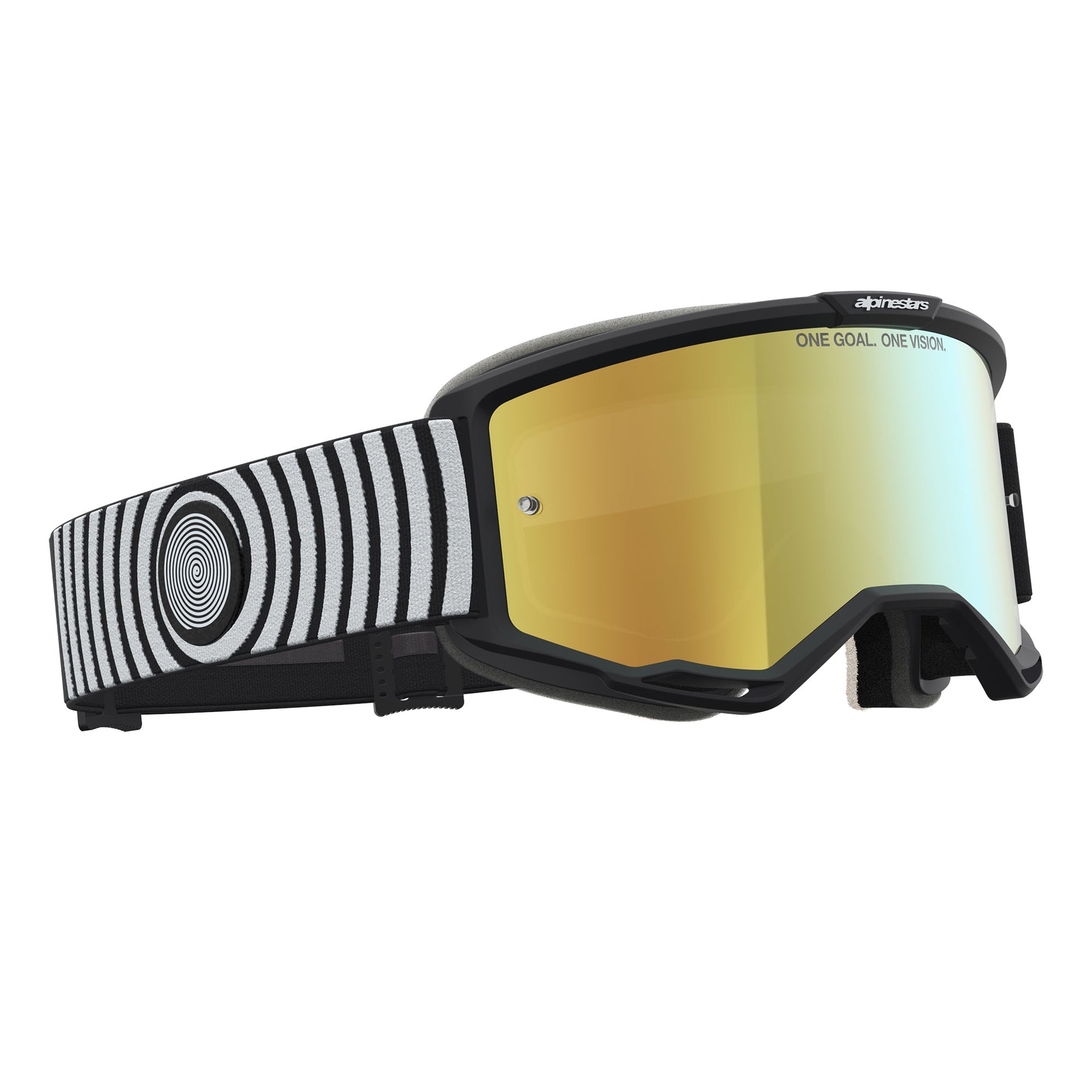 Alpinestars Vision 5 HONE MX Goggles (Black/White) Mirror Gold Lens