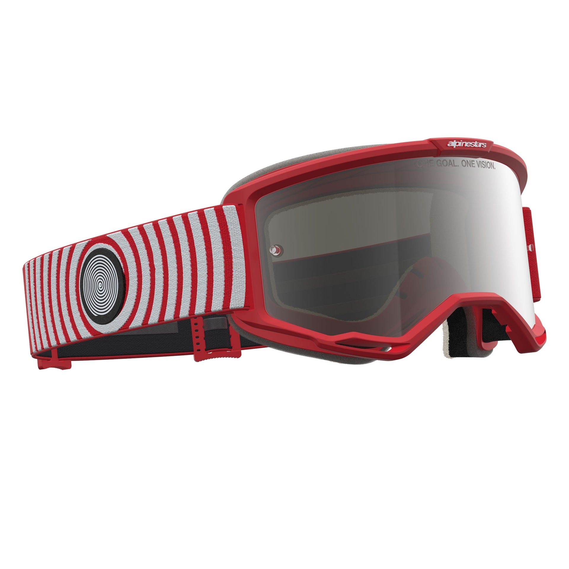 Alpinestars Vision 5 HONE MX Goggles (Red/White) Mirror Silver Lens