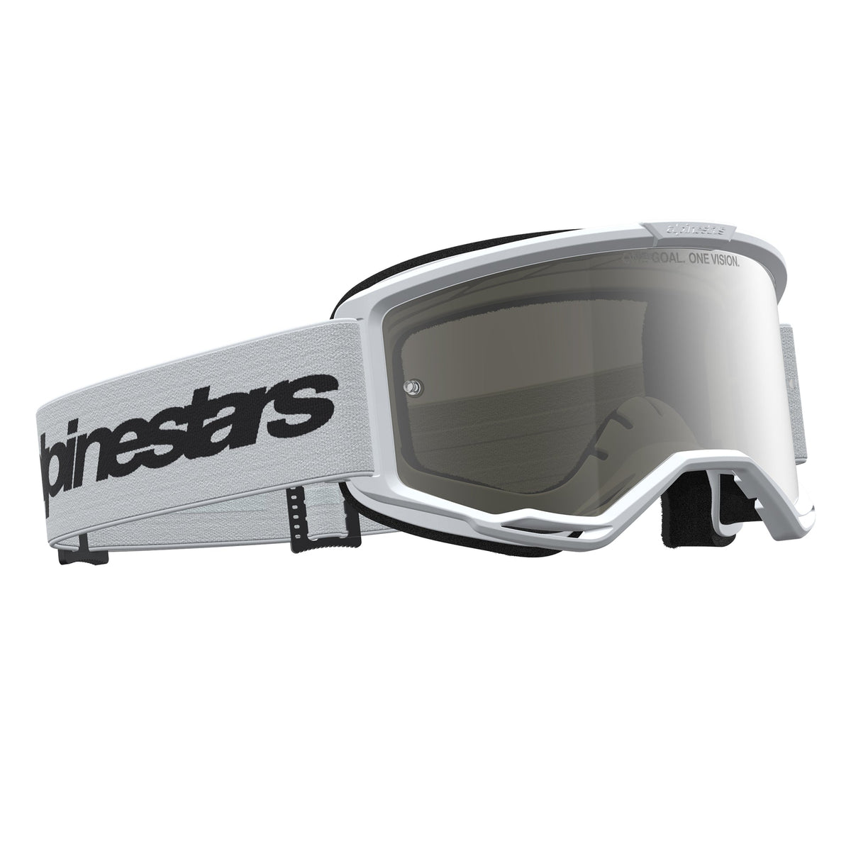 Alpinestars Vision 3 WORDMARK MX Goggles (White) Mirror Silver Lens