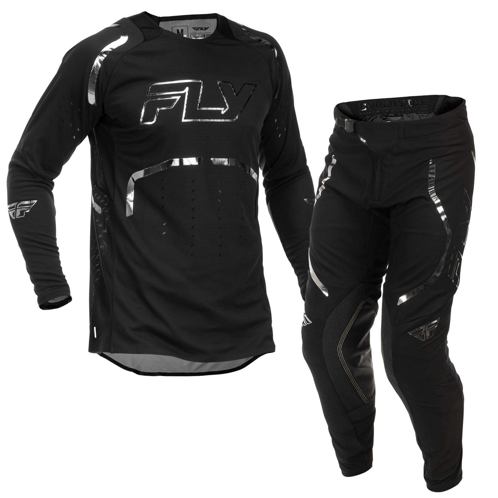 FLY MX Jersey & Pant Kit Deal - Evolution DST Spark (Black/Silver) L/32"