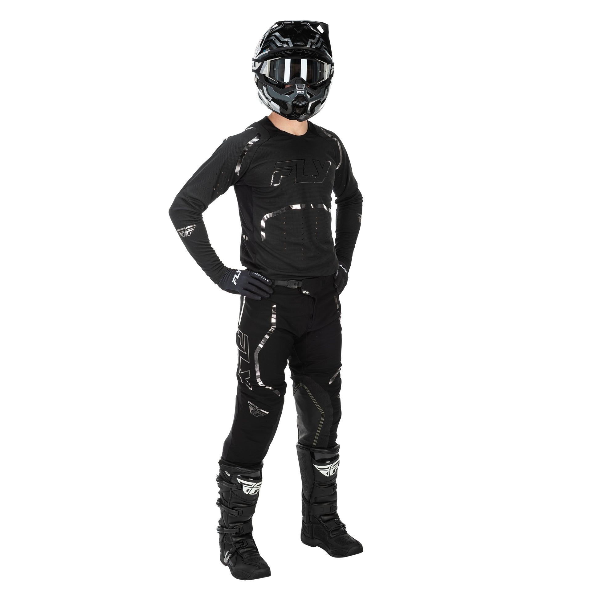 FLY MX Jersey & Pant Kit Deal - Evolution DST Spark (Black/Silver) M/32"