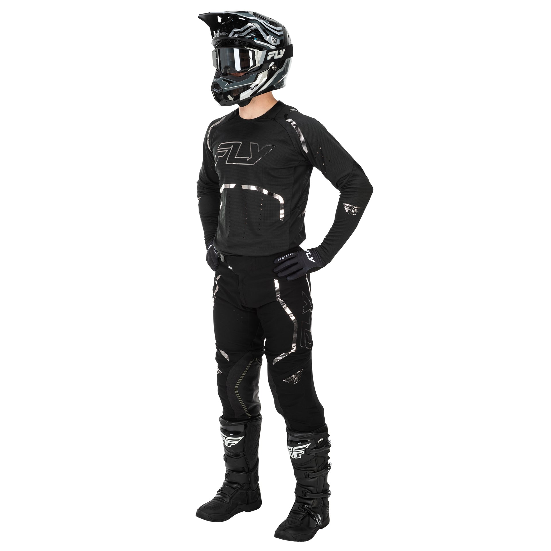FLY MX Jersey & Pant Kit Deal - Evolution DST Spark (Black/Silver) L/32"