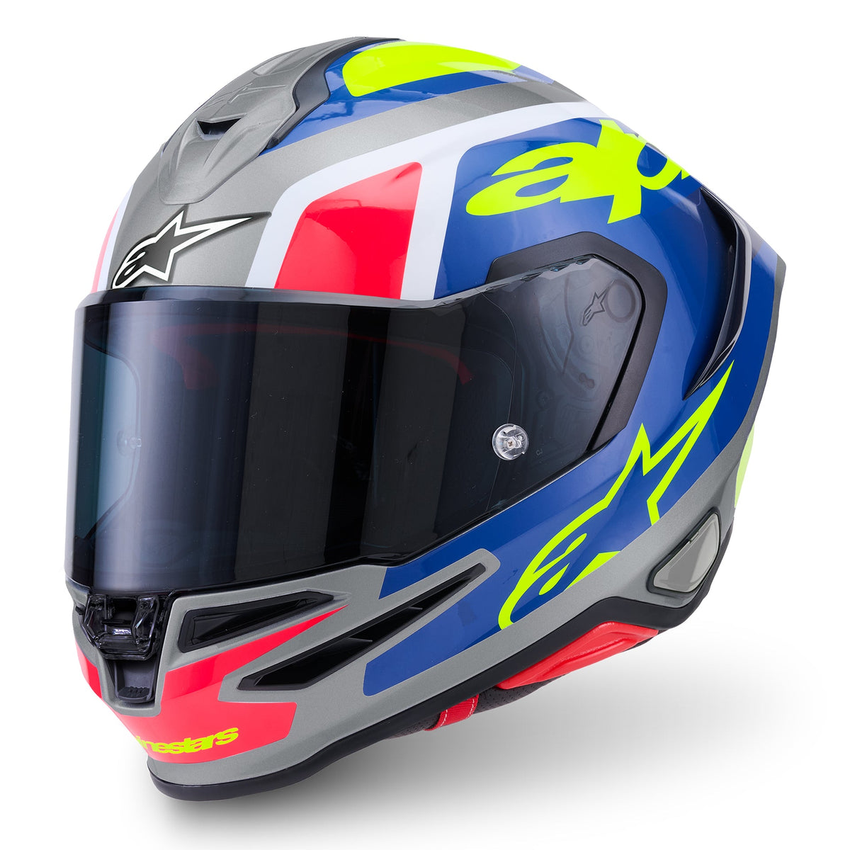 Alpinestars S-R7 LUMEN Motorcycle Helmet (Silver/Blue/Pink/Yellow Fluo)