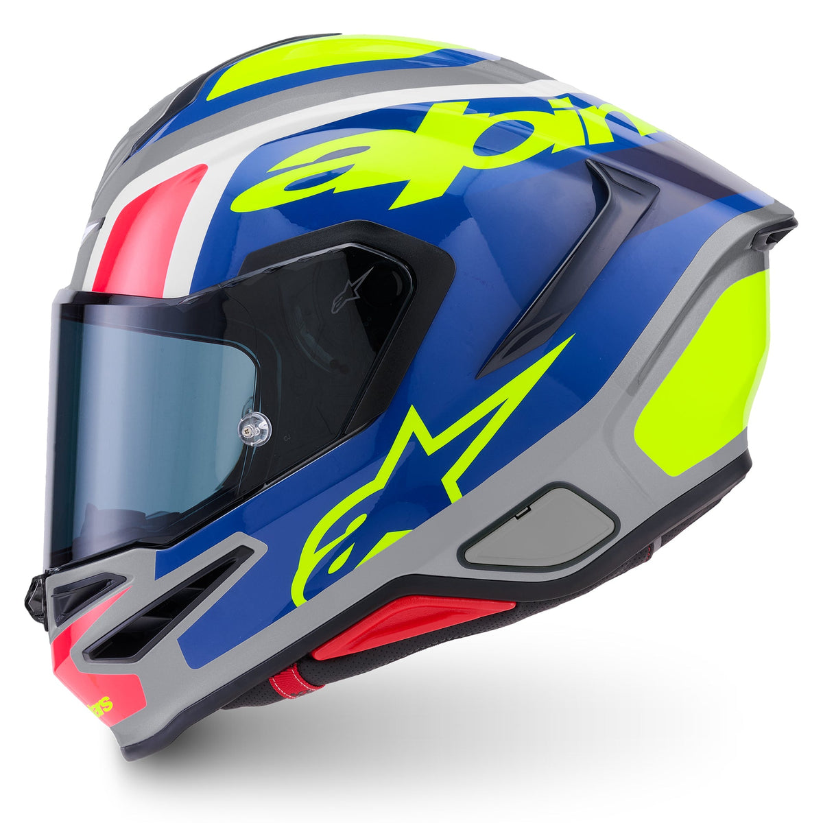 Alpinestars S-R7 LUMEN Motorcycle Helmet (Silver/Blue/Pink/Yellow Fluo)