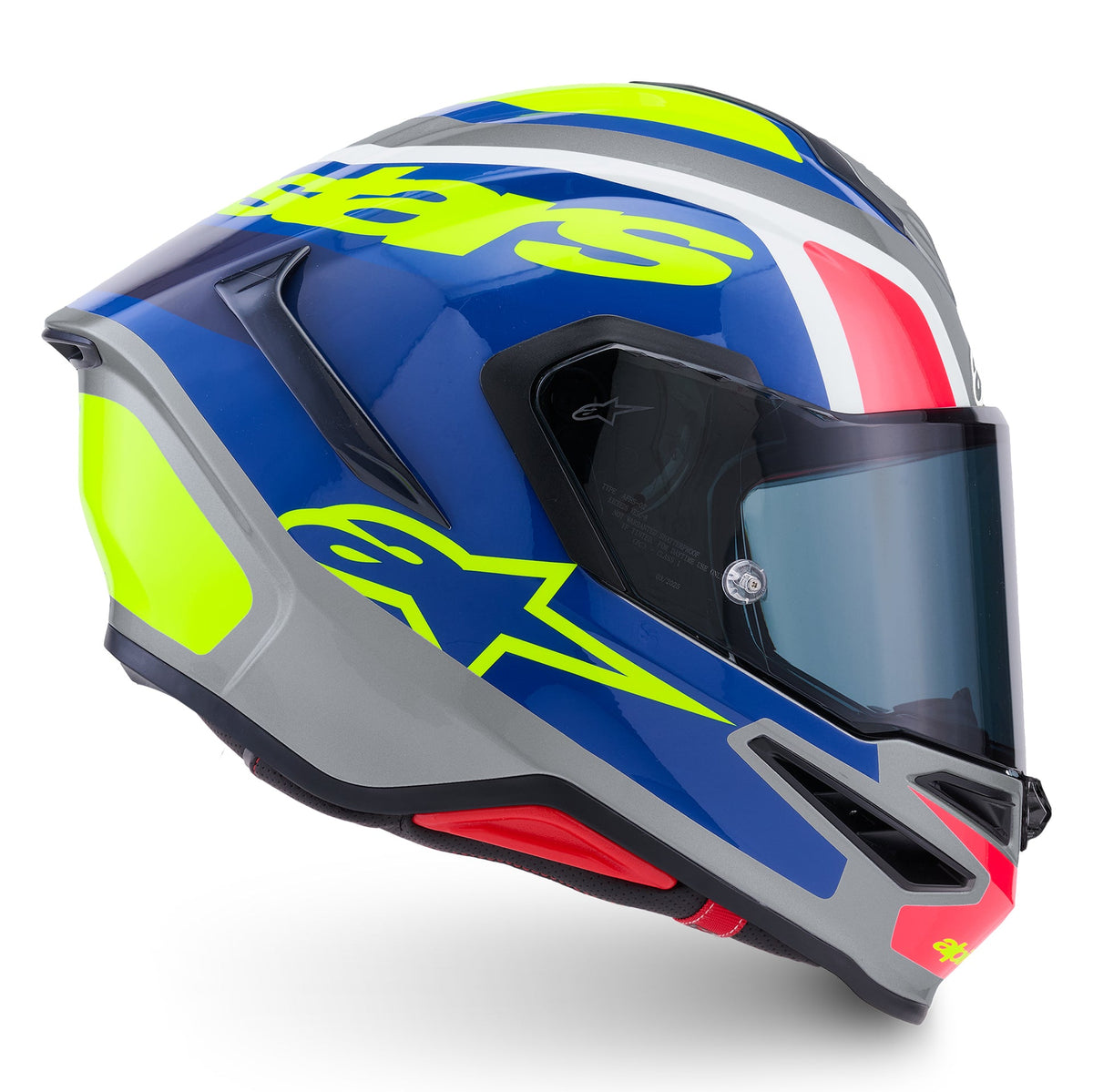 Alpinestars S-R7 LUMEN Motorcycle Helmet (Silver/Blue/Pink/Yellow Fluo)