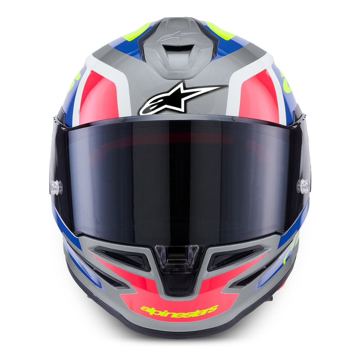 Alpinestars S-R7 LUMEN Motorcycle Helmet (Silver/Blue/Pink/Yellow Fluo)