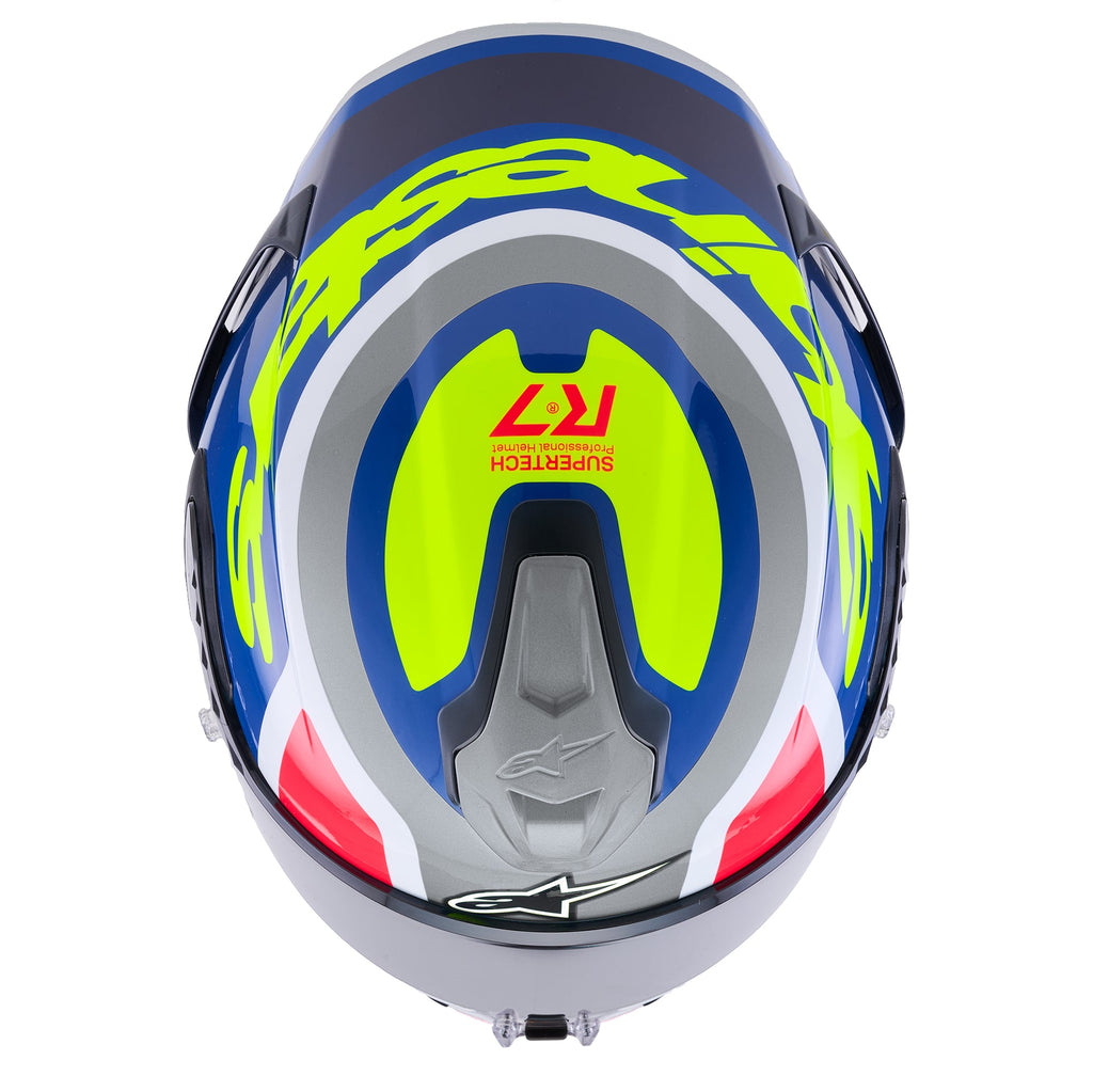 Alpinestars S-R7 LUMEN Motorcycle Helmet (Silver/Blue/Pink/Yellow Fluo)