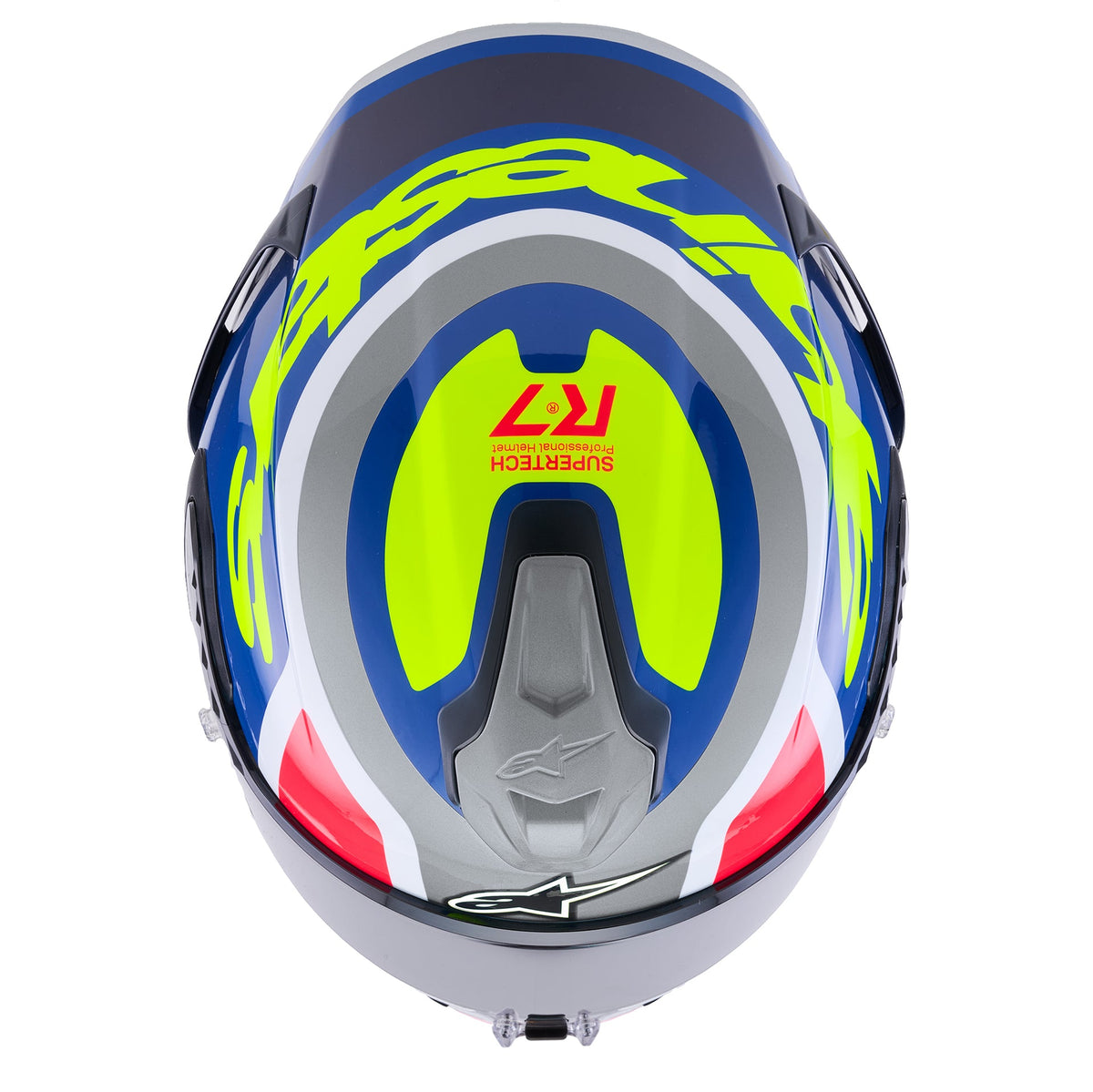 Alpinestars S-R7 LUMEN Motorcycle Helmet (Silver/Blue/Pink/Yellow Fluo)