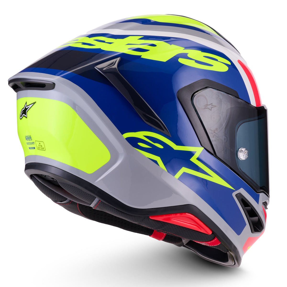 Alpinestars S-R7 LUMEN Motorcycle Helmet (Silver/Blue/Pink/Yellow Fluo)