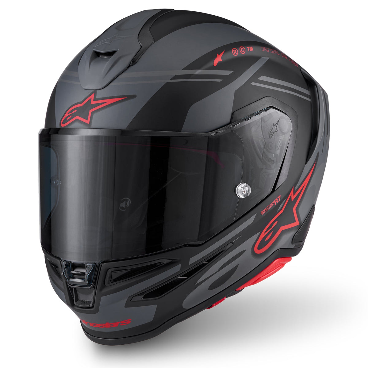 Alpinestars S-R7 A-CORE Motorcycle Helmet (Black/Grey/Red Matte)