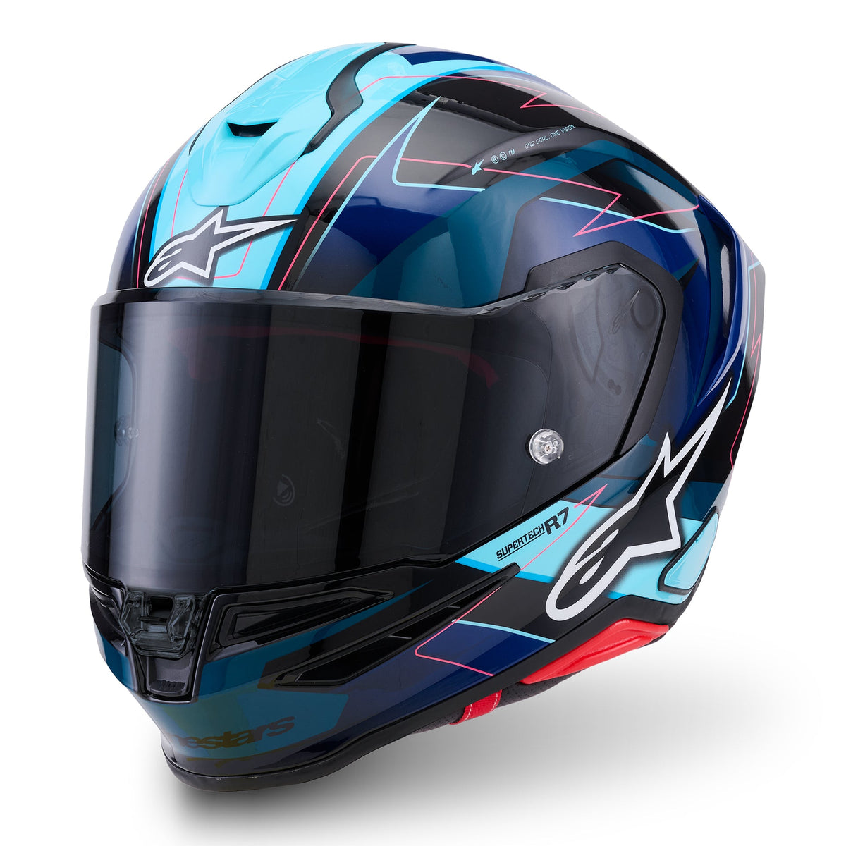 Alpinestars S-R7 KINETIS Motorcycle Helmet (Black/Blue/Pink Fluo)