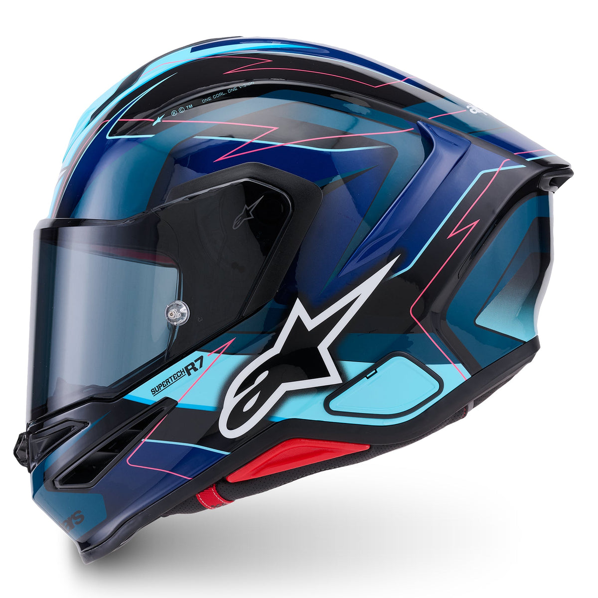 Alpinestars S-R7 KINETIS Motorcycle Helmet (Black/Blue/Pink Fluo)