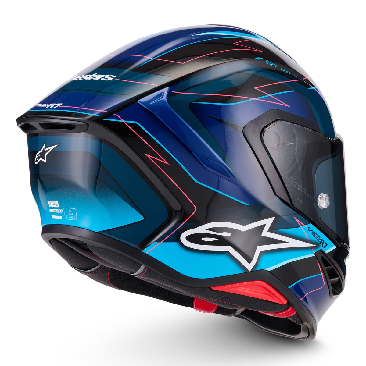 Alpinestars S-R7 KINETIS Motorcycle Helmet (Black/Blue/Pink Fluo)