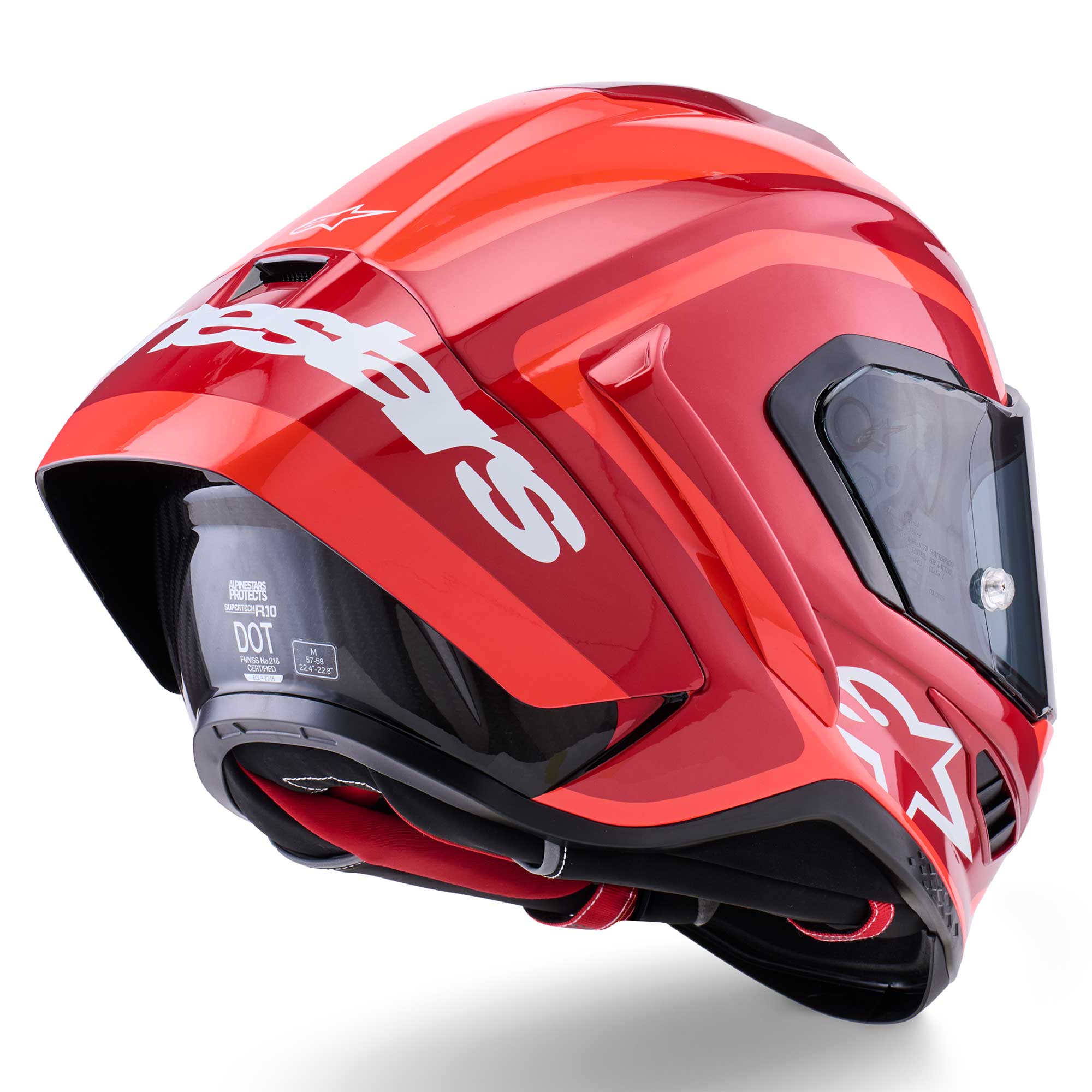 Alpinestars Supertech S-R10 ARIUS Motorcycle Race Helmet (Black/White/Double Red)