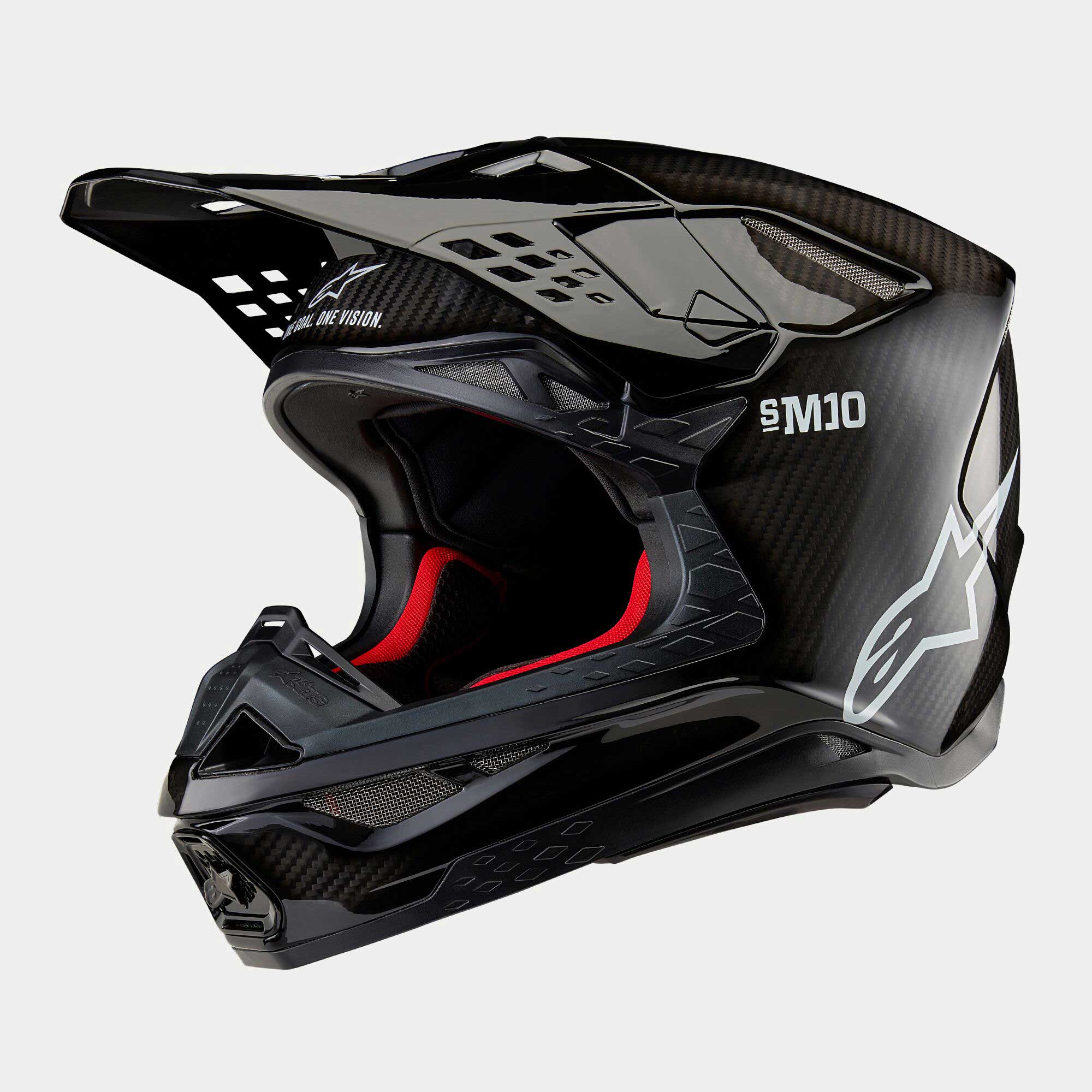 Alpinestars S-M10 MX Helmet - PLAIN (Gloss Black Carbon)