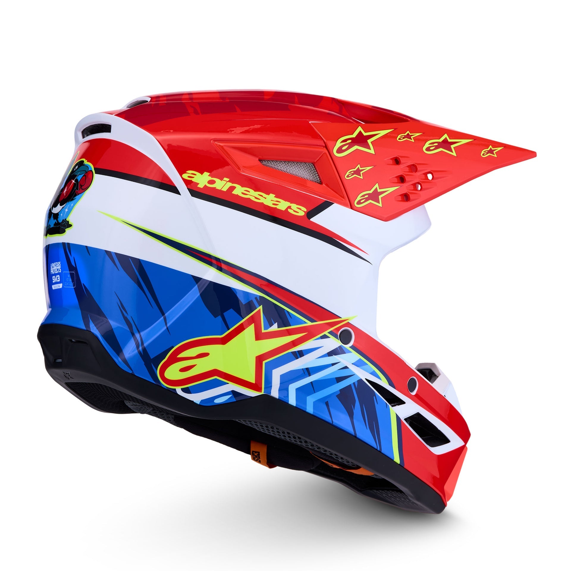 Alpinestars S-M3 FALCON MX Helmet (Red Fluo/White/Yellow Fluo)