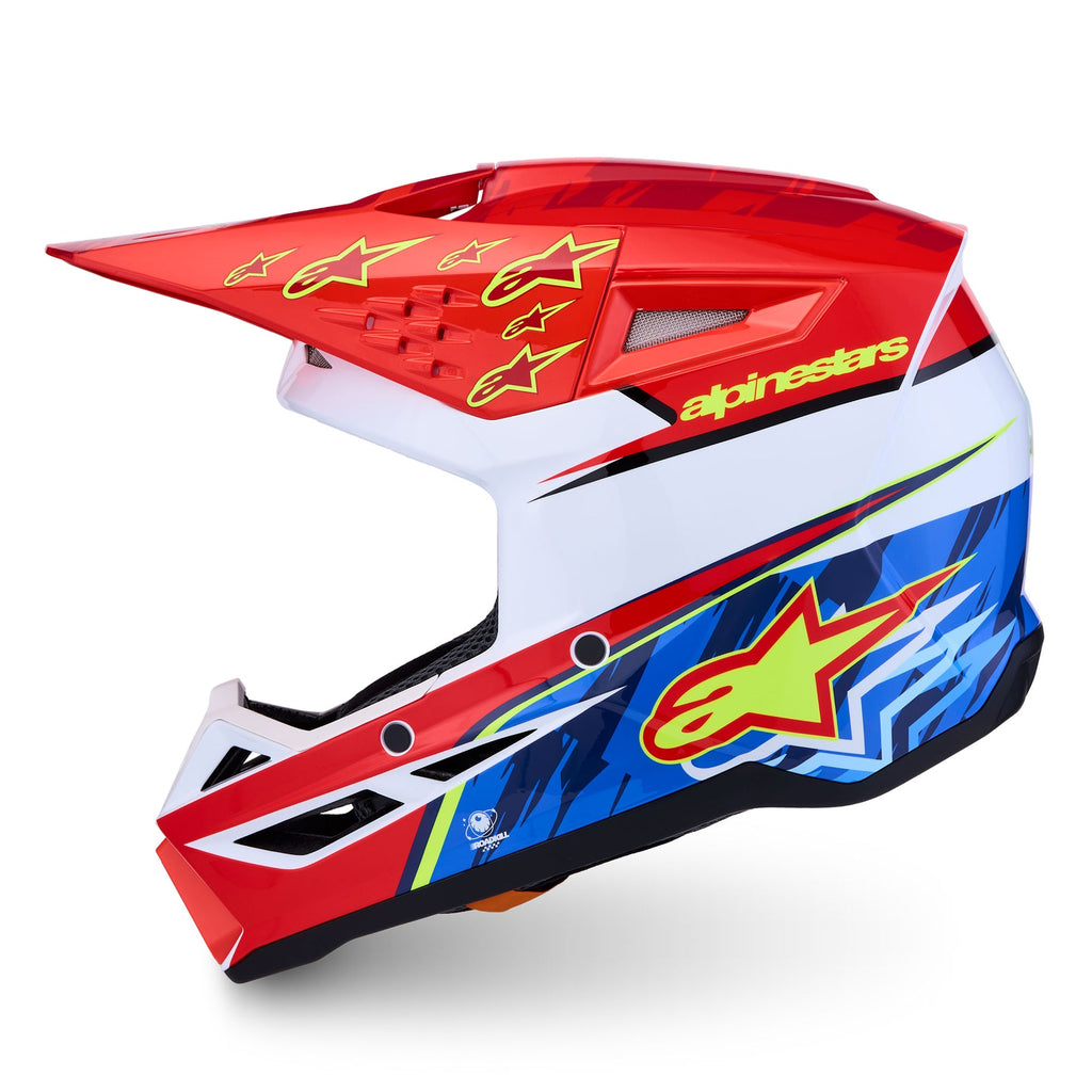 Alpinestars S-M3 FALCON MX Helmet (Red Fluo/White/Yellow Fluo)