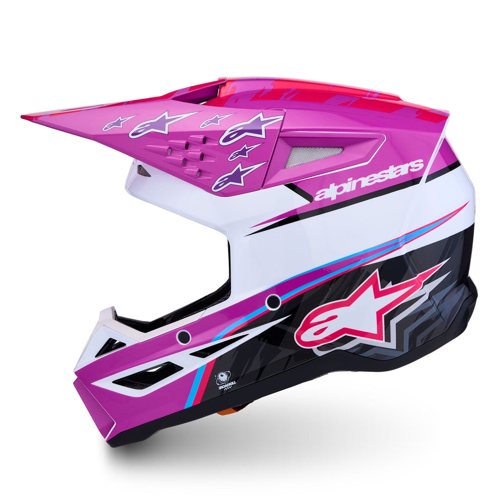 Alpinestars S-M3 FALCON MX Helmet (Purple/White/Black/Pink Fluo)