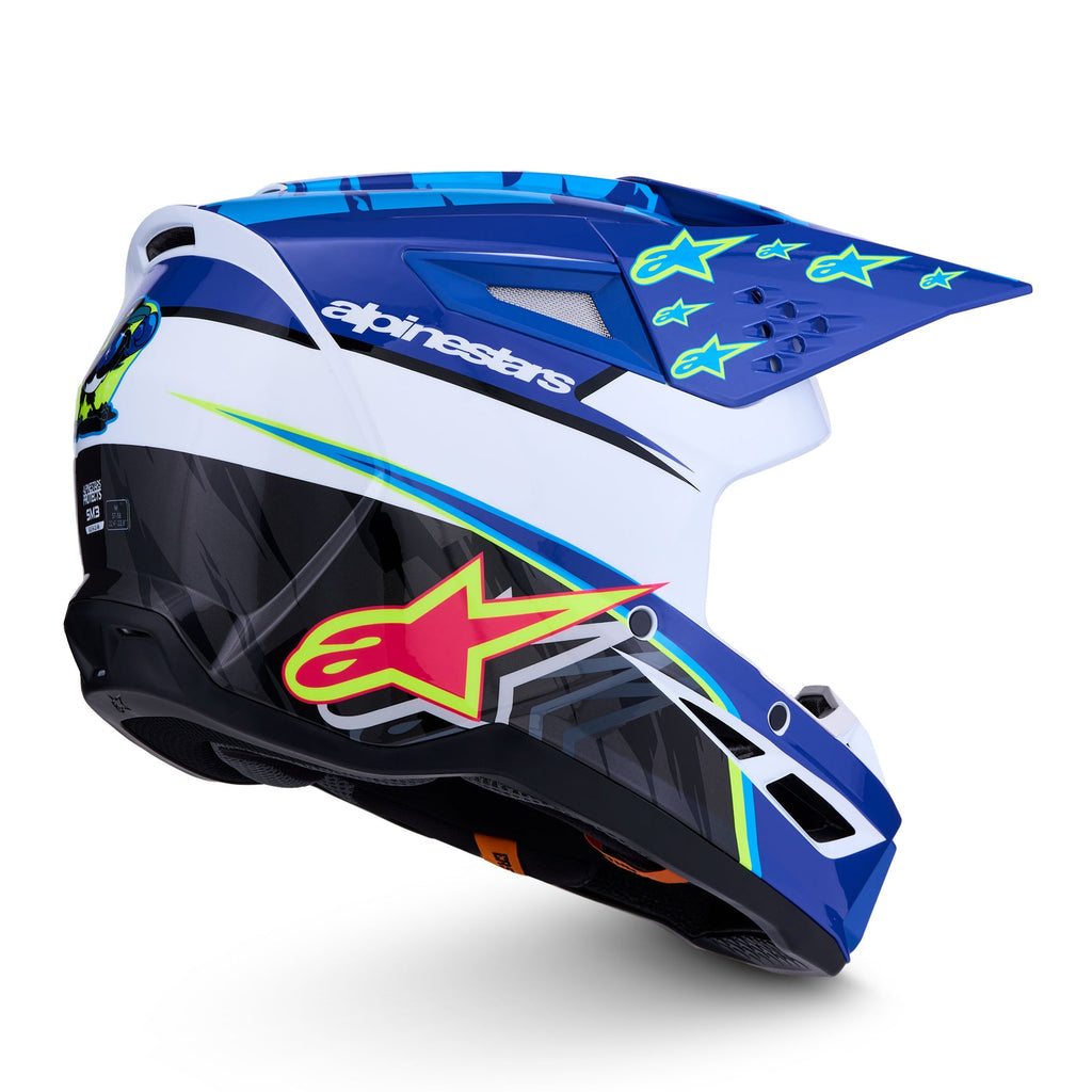 Alpinestars S-M3 FALCON MX Helmet (Blue/White/Black/Yellow Fluo)