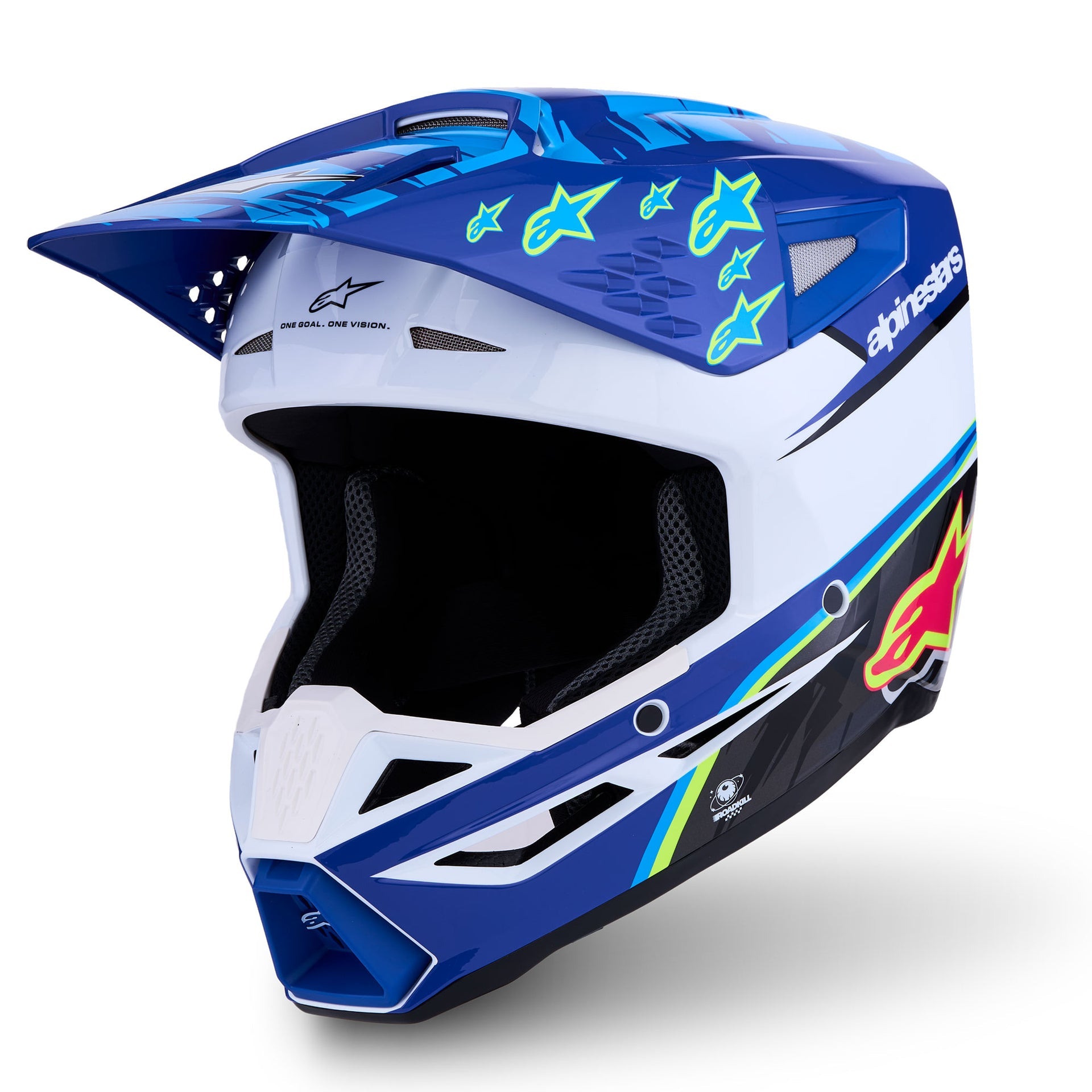 Alpinestars S-M3 FALCON MX Helmet (Blue/White/Black/Yellow Fluo)