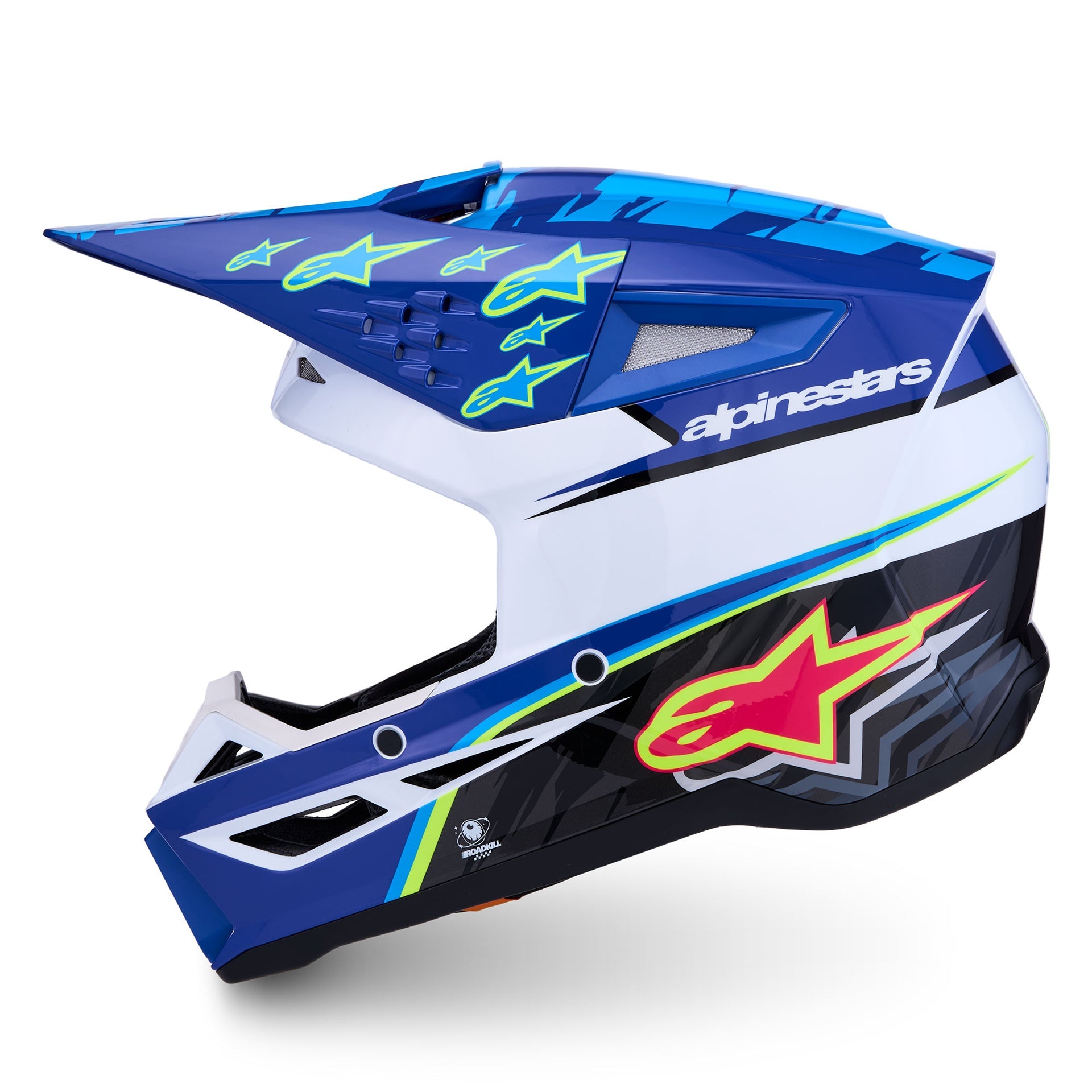 Alpinestars S-M3 FALCON MX Helmet (Blue/White/Black/Yellow Fluo)