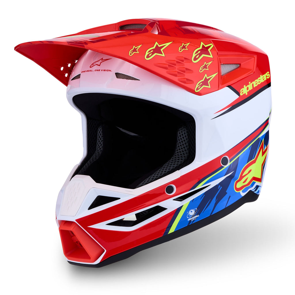 Alpinestars Youth S-M3 FALCON MX Helmet (Red Fluo/White/Yellow Fluo)