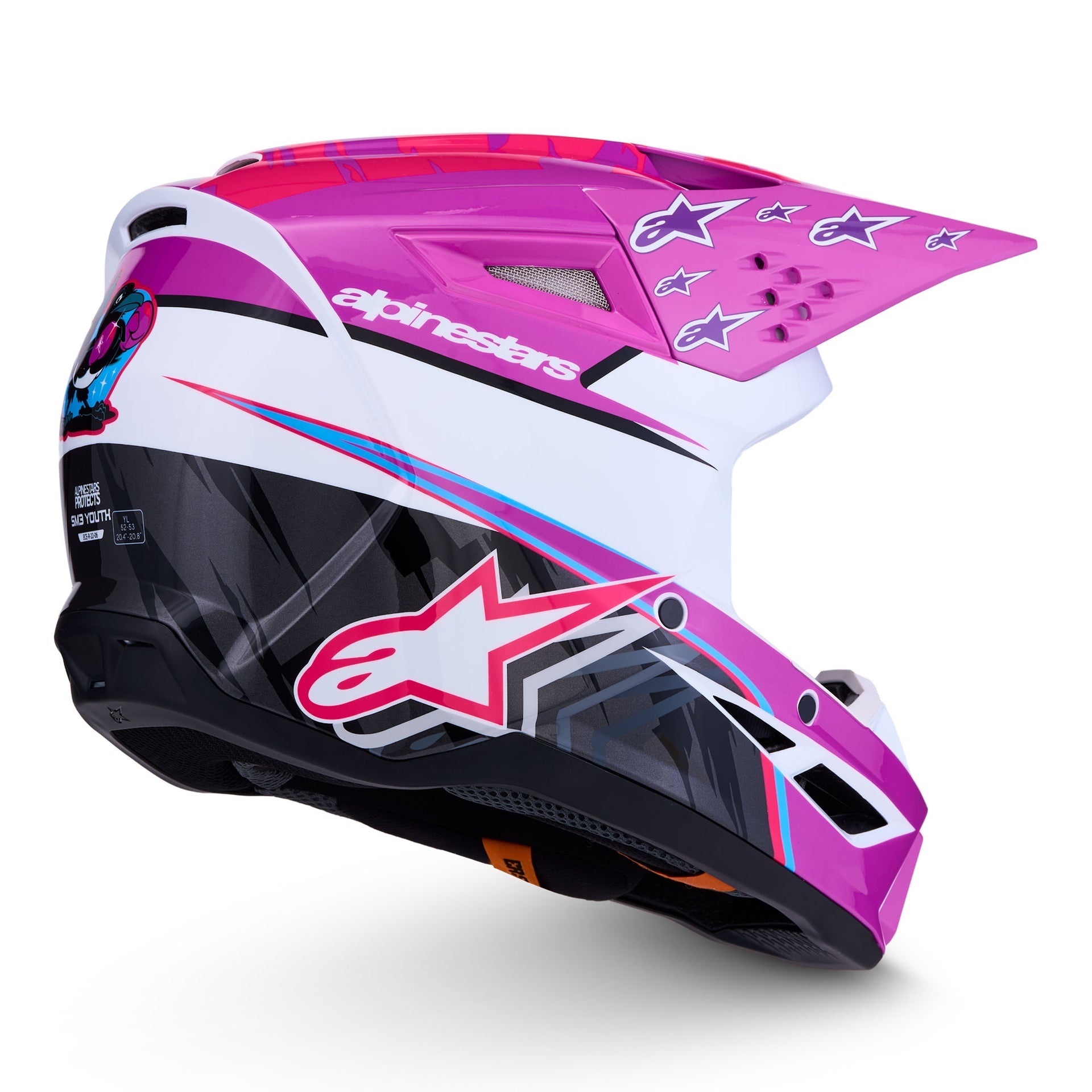 Alpinestars Youth S-M3 FALCON MX Helmet (Purple/White/Black/Pink Fluo)