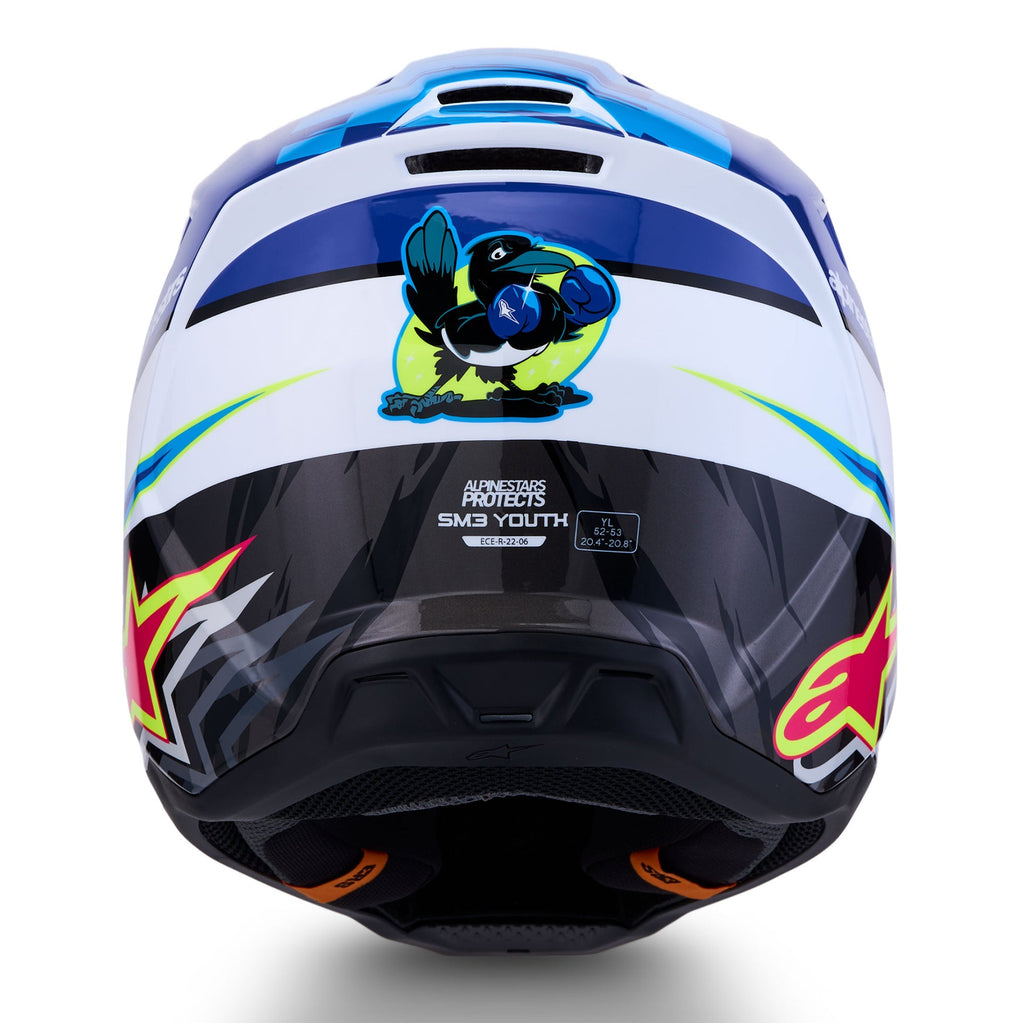 Alpinestars Youth S-M3 FALCON MX Helmet (Blue/White/Black/Yellow Fluo)