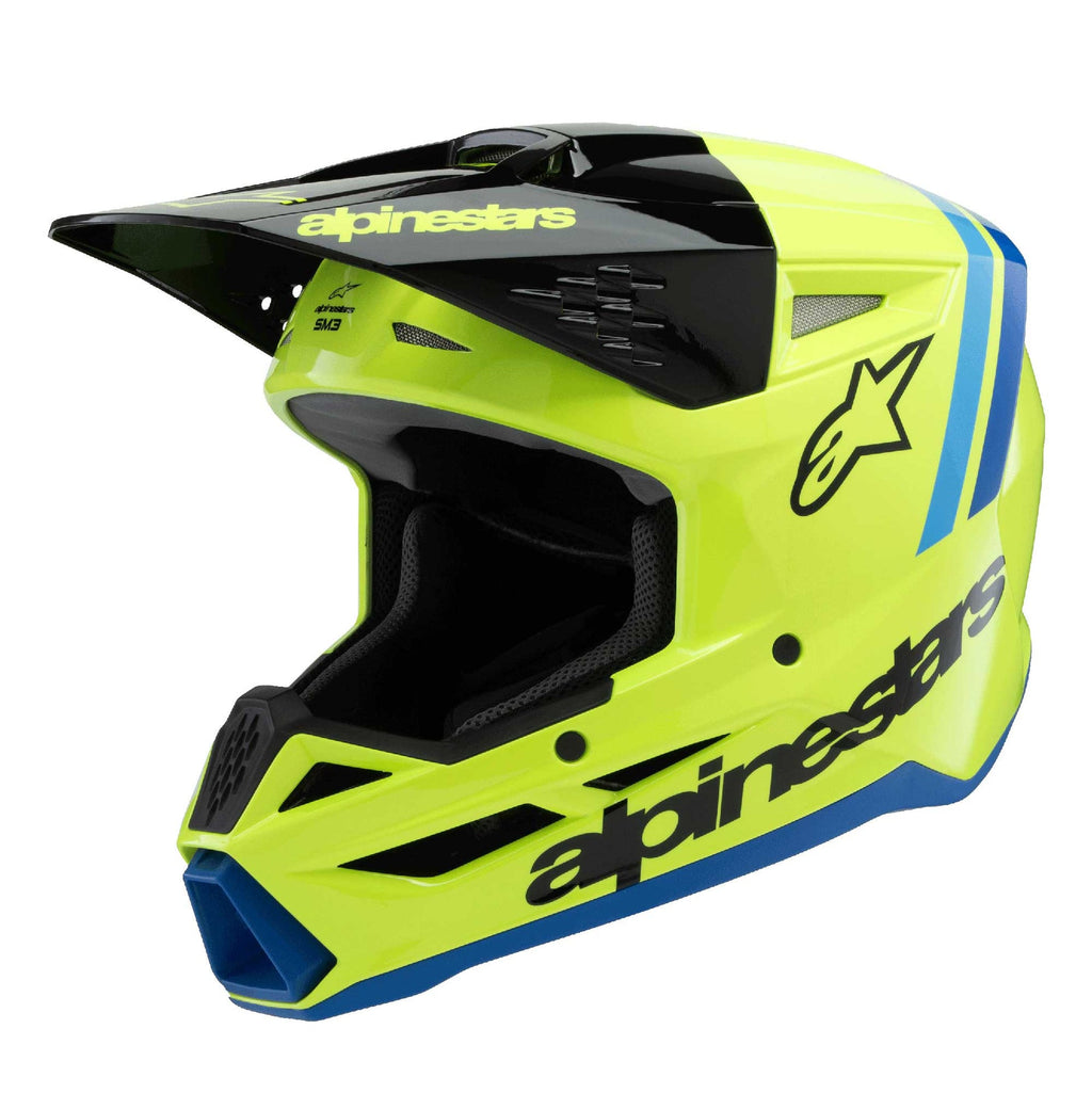 Alpinestars Youth S-M3 Radium Helmet (Yellow Fluo/Black/Blue Gloss)