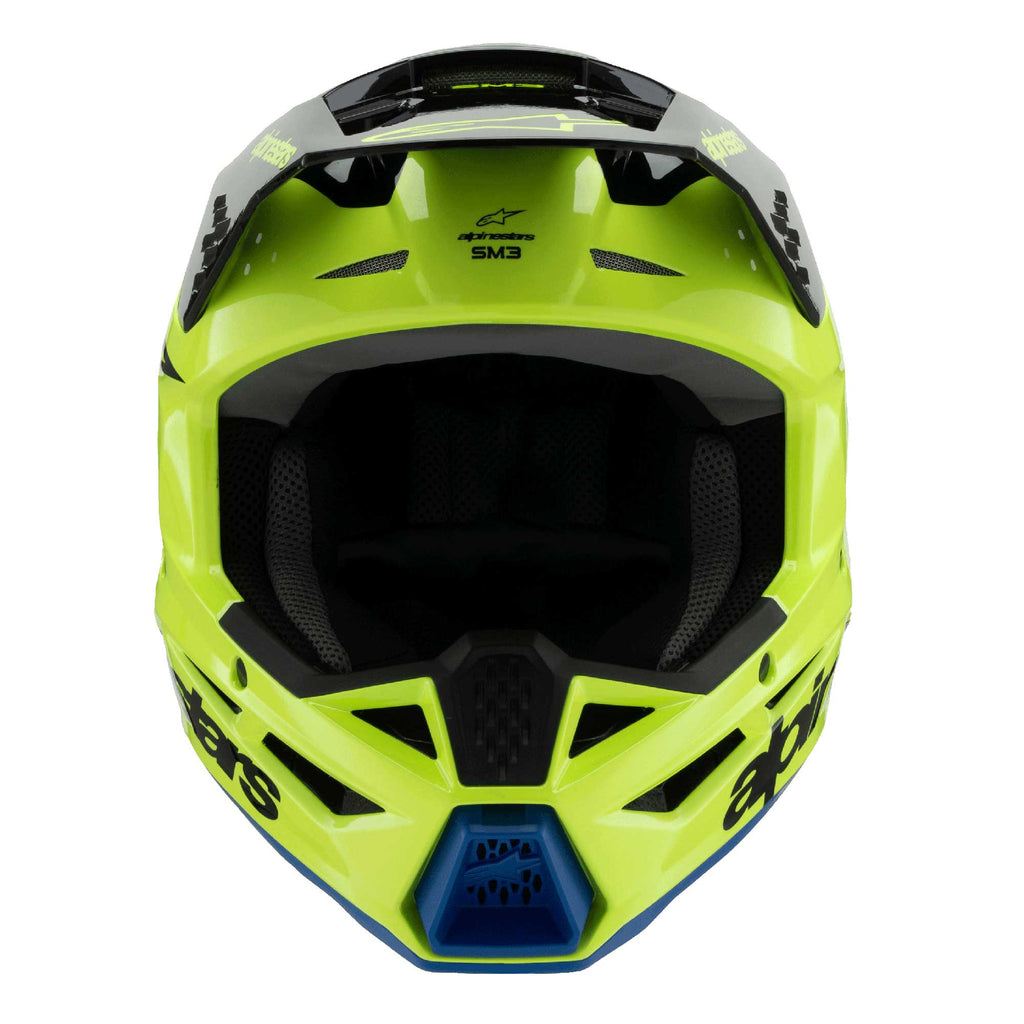 Alpinestars Youth S-M3 Radium Helmet (Yellow Fluo/Black/Blue Gloss)