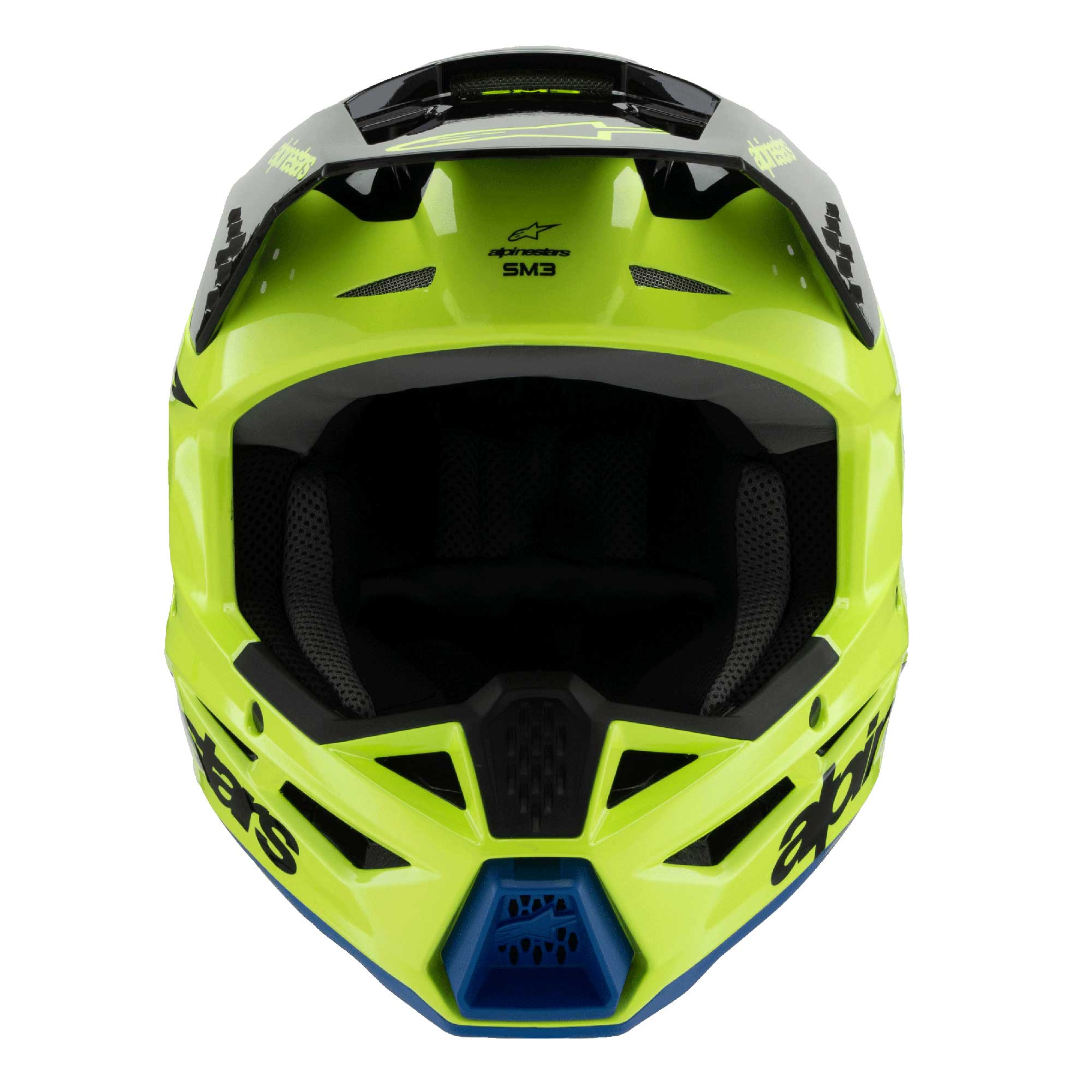 Alpinestars Youth S-M3 Radium Helmet (Yellow Fluo/Black/Blue Gloss)