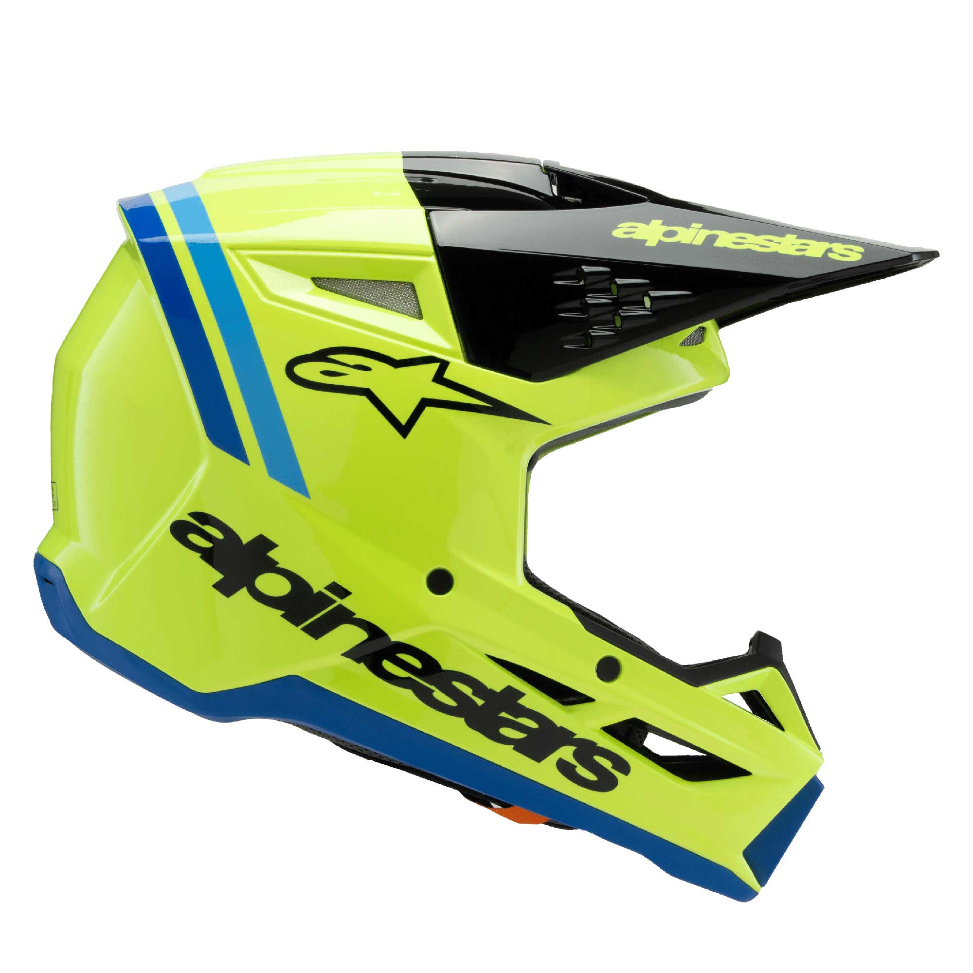 Alpinestars Youth S-M3 Radium Helmet (Yellow Fluo/Black/Blue Gloss)