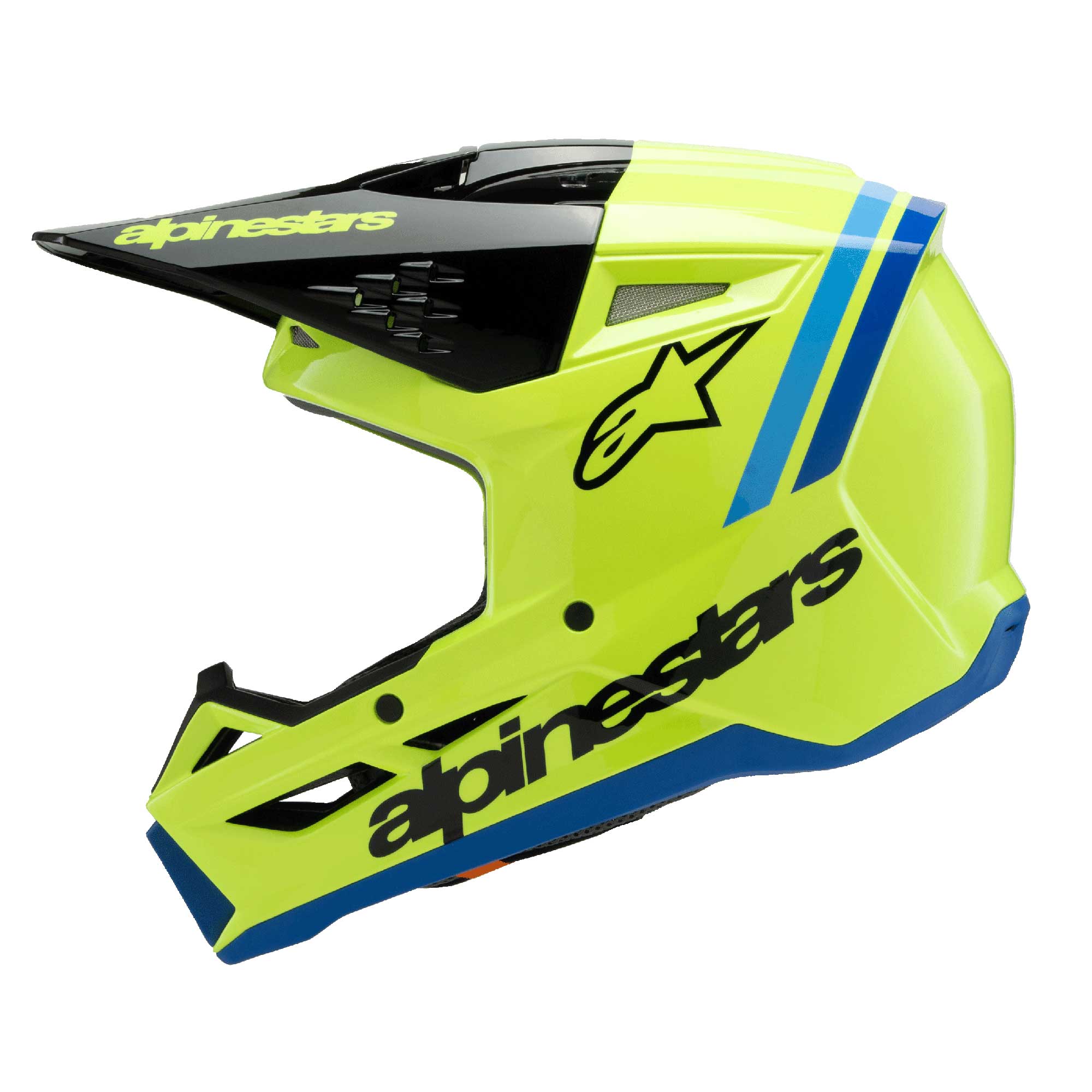 Alpinestars Youth S-M3 Radium Helmet (Yellow Fluo/Black/Blue Gloss)