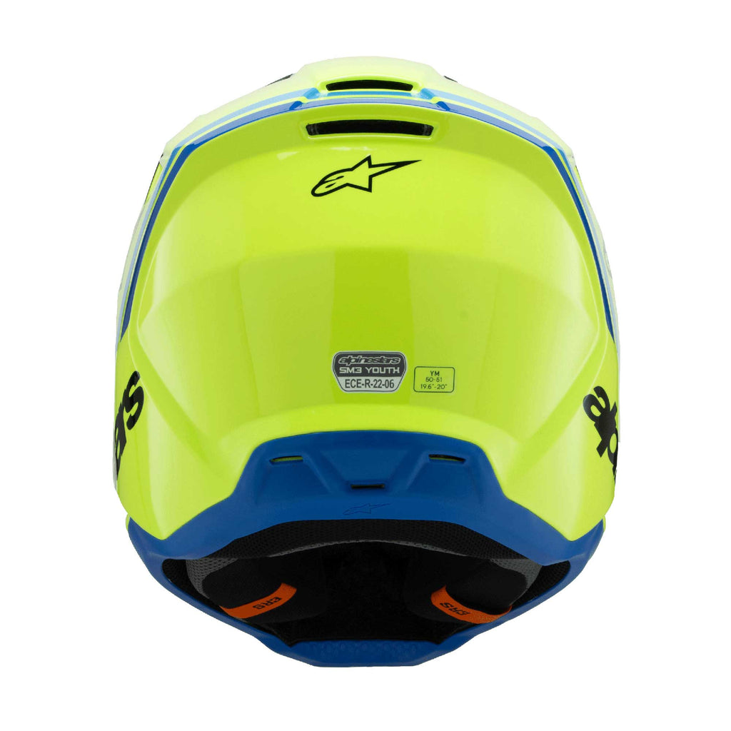 Alpinestars Youth S-M3 Radium Helmet (Yellow Fluo/Black/Blue Gloss)