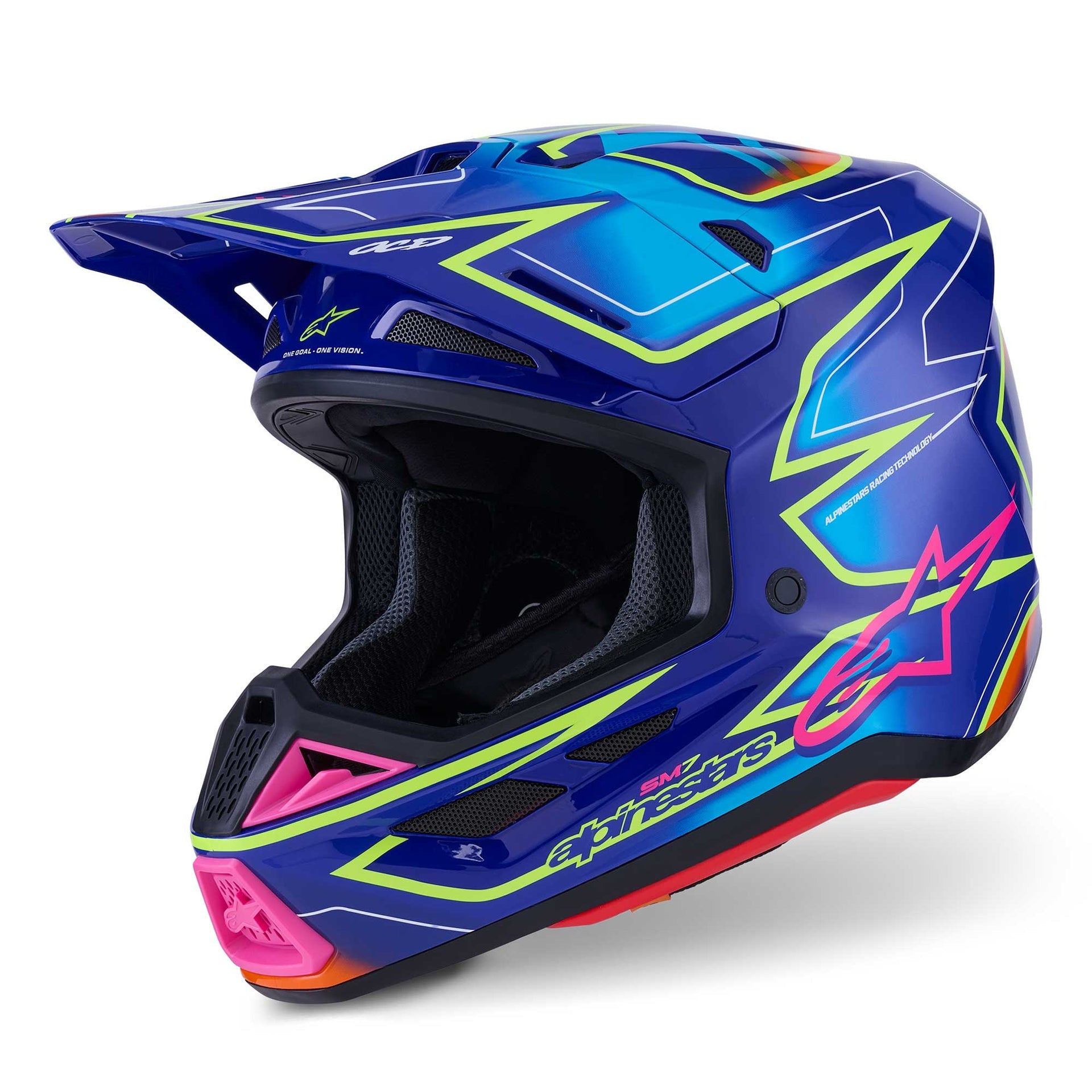 Alpinestars S-M7 CAST MX | Enduro Helmet (Blue/Pink/Yellow Fluo Gloss)