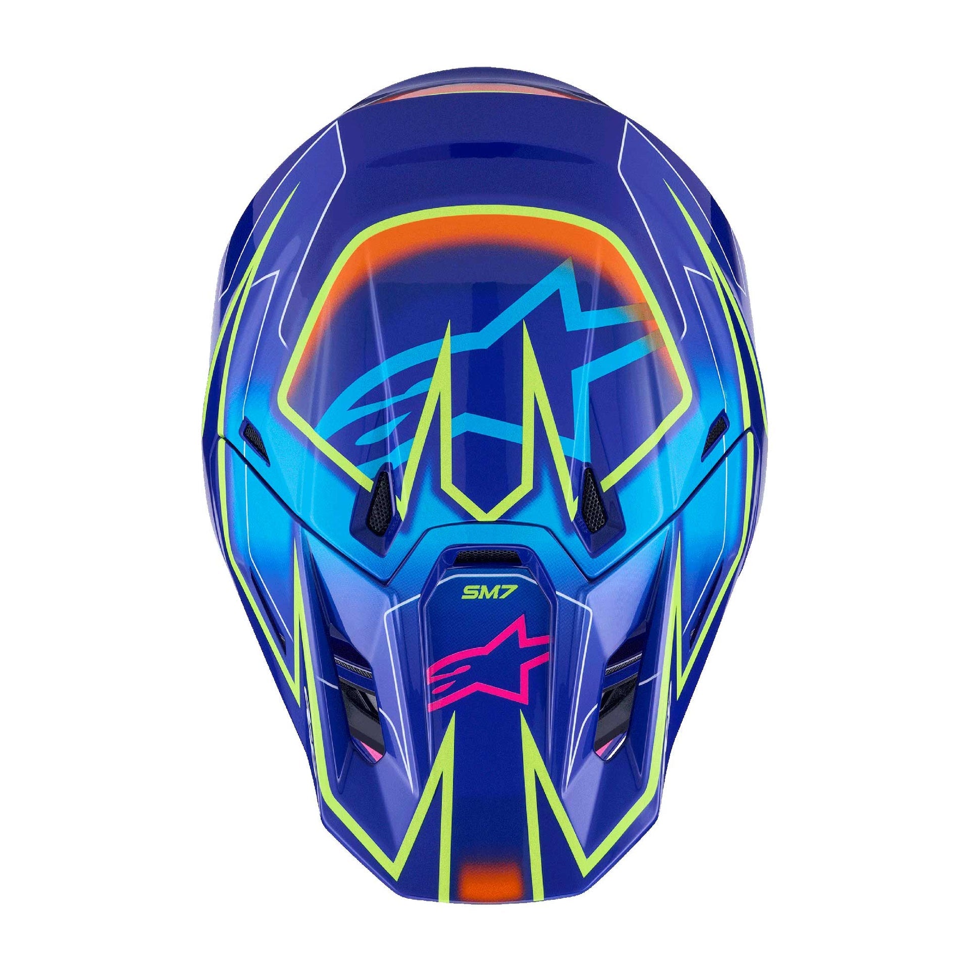 Alpinestars S-M7 CAST MX | Enduro Helmet (Blue/Pink/Yellow Fluo Gloss)