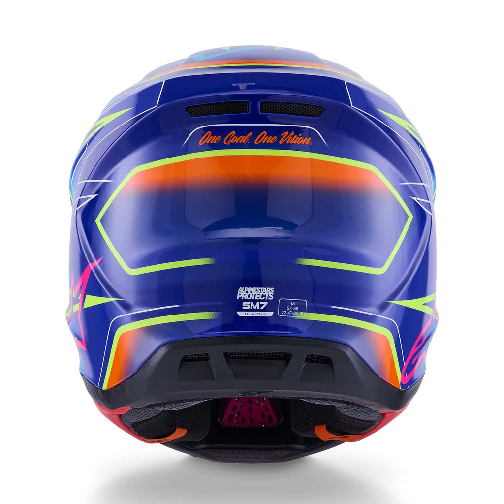 Alpinestars S-M7 CAST MX | Enduro Helmet (Blue/Pink/Yellow Fluo Gloss)
