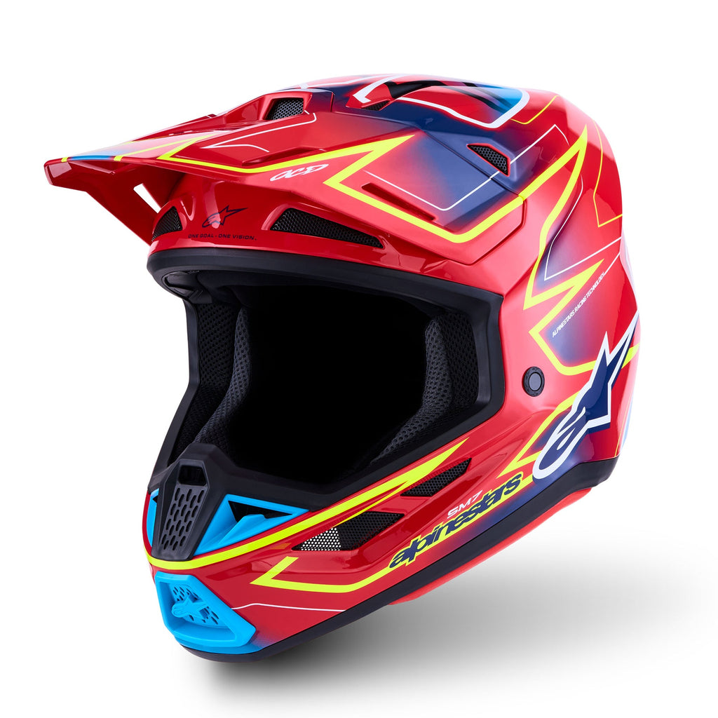 Alpinestars S-M7 CAST MX | Enduro Helmet (Red/Yellow Fluo/Blue)