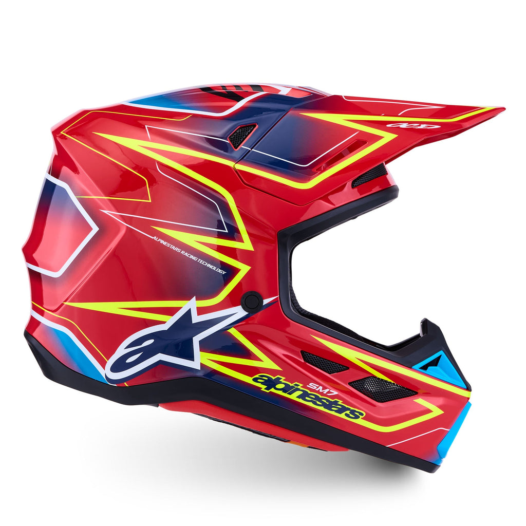 Alpinestars S-M7 CAST MX | Enduro Helmet (Red/Yellow Fluo/Blue)