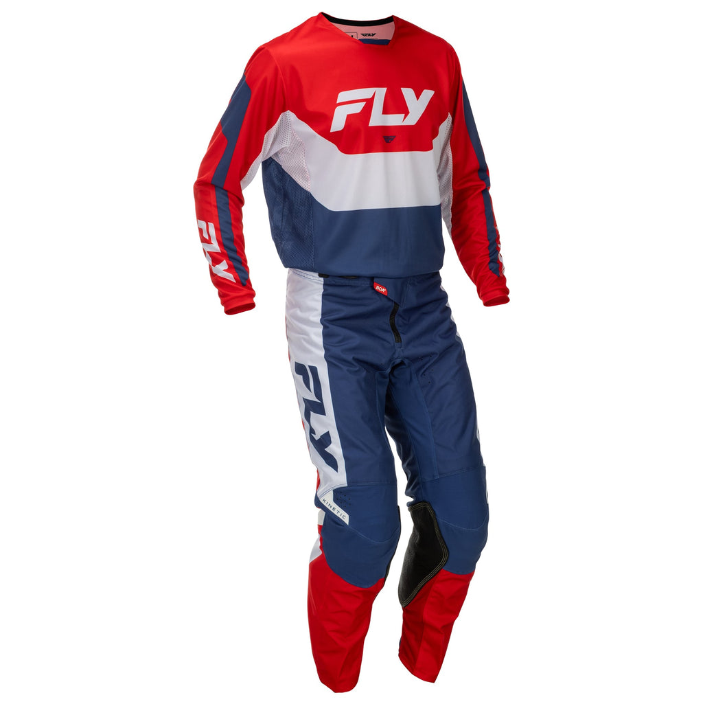 FLY MX Jersey & Pant Kit Deal - Kinetic (Red/White/Blue) L/32"